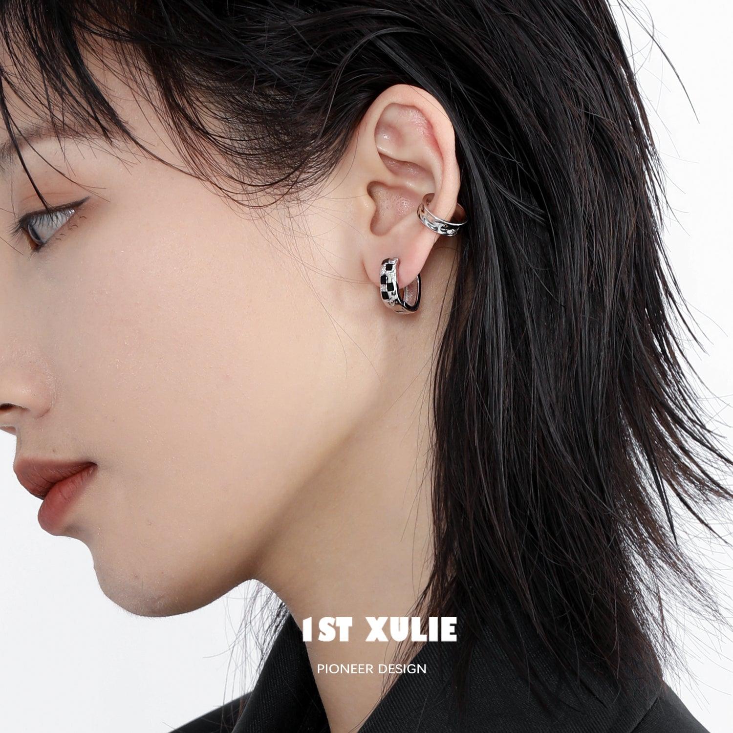 Checkerboard S925 Sterling Silver Earrings for Women - Elegant Geometric Stud Earrings for Daily Wear, Parties & Gifts