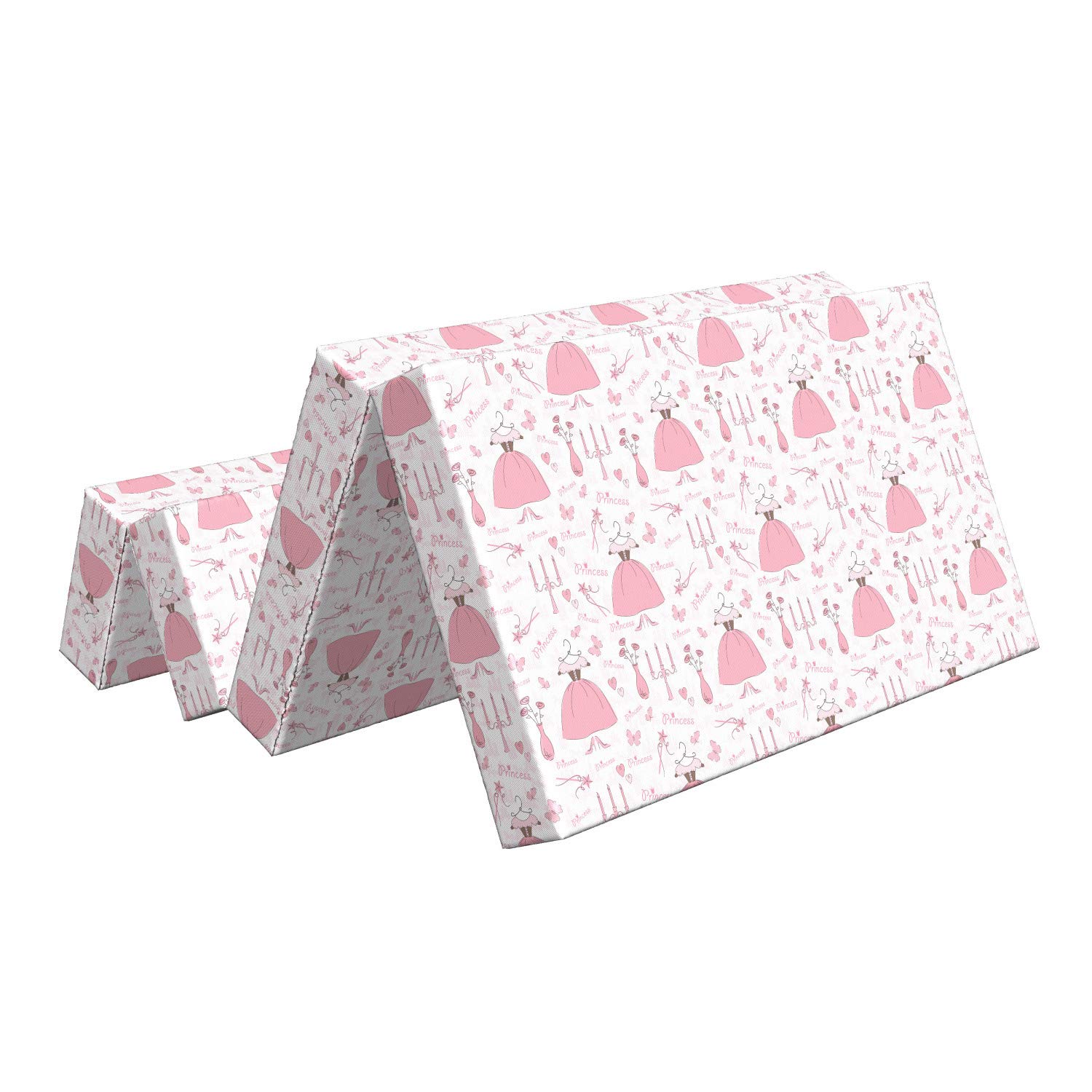 Ambesonne Pink Foldable Mattress - Cartoon Mystic Candles Design, 78.7