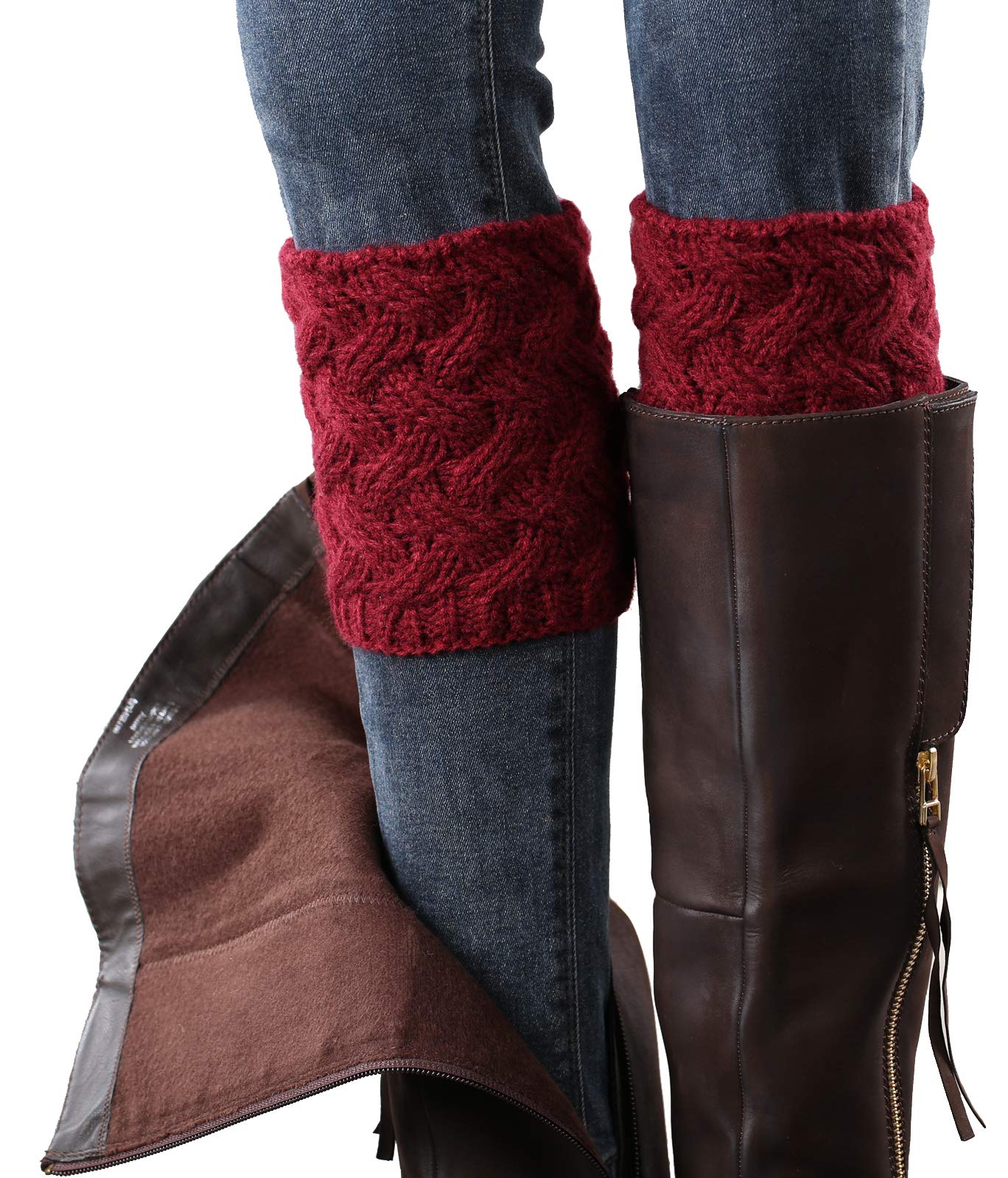 LEVAO Women's Winter Boot Cuffs - Crochet Knitted Boot Toppers, Short Leg Warmers for Boots - Cozy & Stylish Accessories for Cold Weather, Snow Days & Winter Fashion Outfits