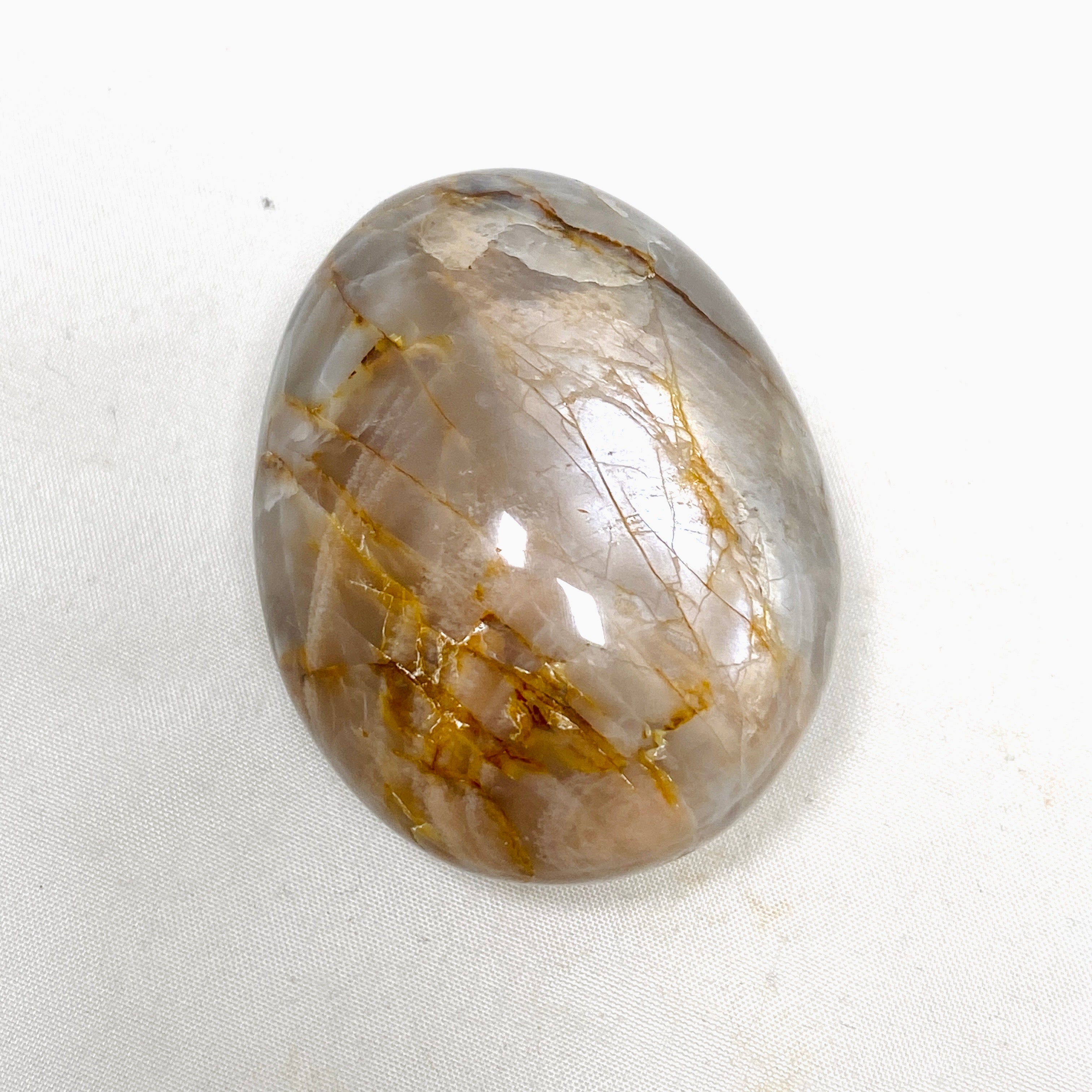 Natural Peach Moonstone Palm Stone - Healing Crystal for Stress Relief & Meditation - Perfect for Reiki, Yoga & Spiritual Practices