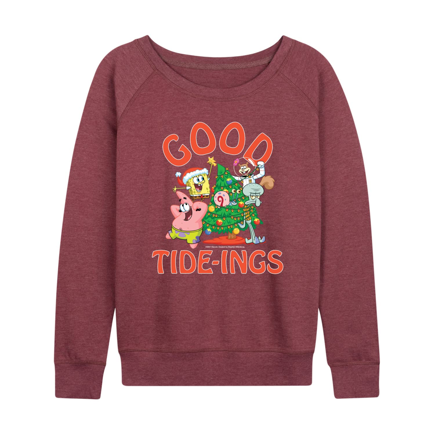 HYBRID APPAREL SpongeBob SquarePants Good Tide Women's Lightweight French Terry Pullover Hoodie - Soft Casual Sweatshirt for Women, Perfect for Lounge Wear, Street Fashion & Anime Fans
