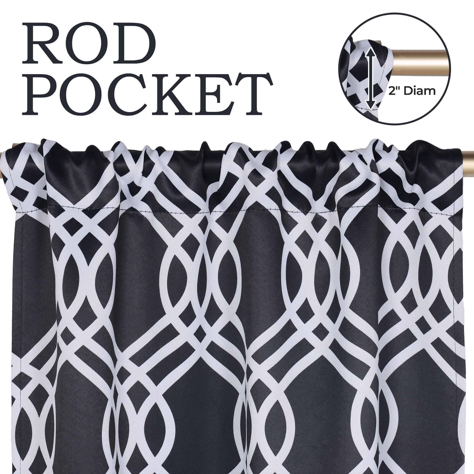 Washable Blackout Curtains with Ribbon Trellis Design - Room Darkening Window Treatment for Bedroom & Living Room - Thermal Insulated Drapes for Better Sleep and Energy Efficiency