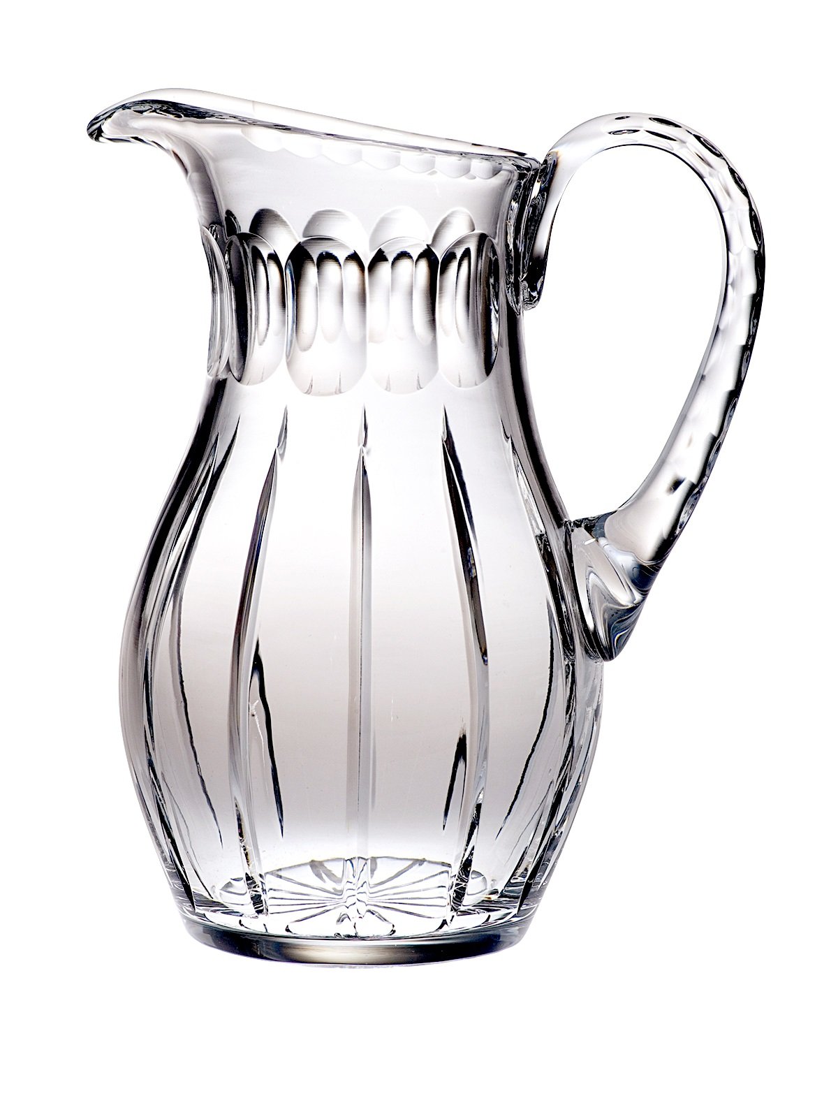 Majestic Gifts 48oz Cut Crystal Pitcher with Handle - Large Elegant Glass Water Pitcher for Iced Tea, Lemonade & Beverages - Perfect for Parties, Weddings & Home Decor