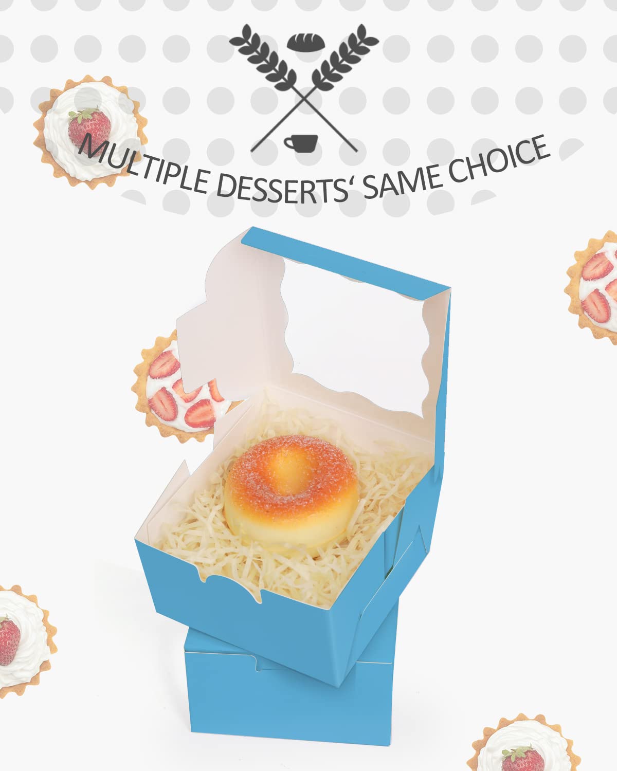 Sky Blue Bakery Boxes 55pcs 4x4x2.5 Inch - Mini Cookie Boxes, Macaron Boxes, Donut Boxes, Pastry Boxes for Party Favors, Wedding, Birthday, Baby Shower & Dessert Packaging