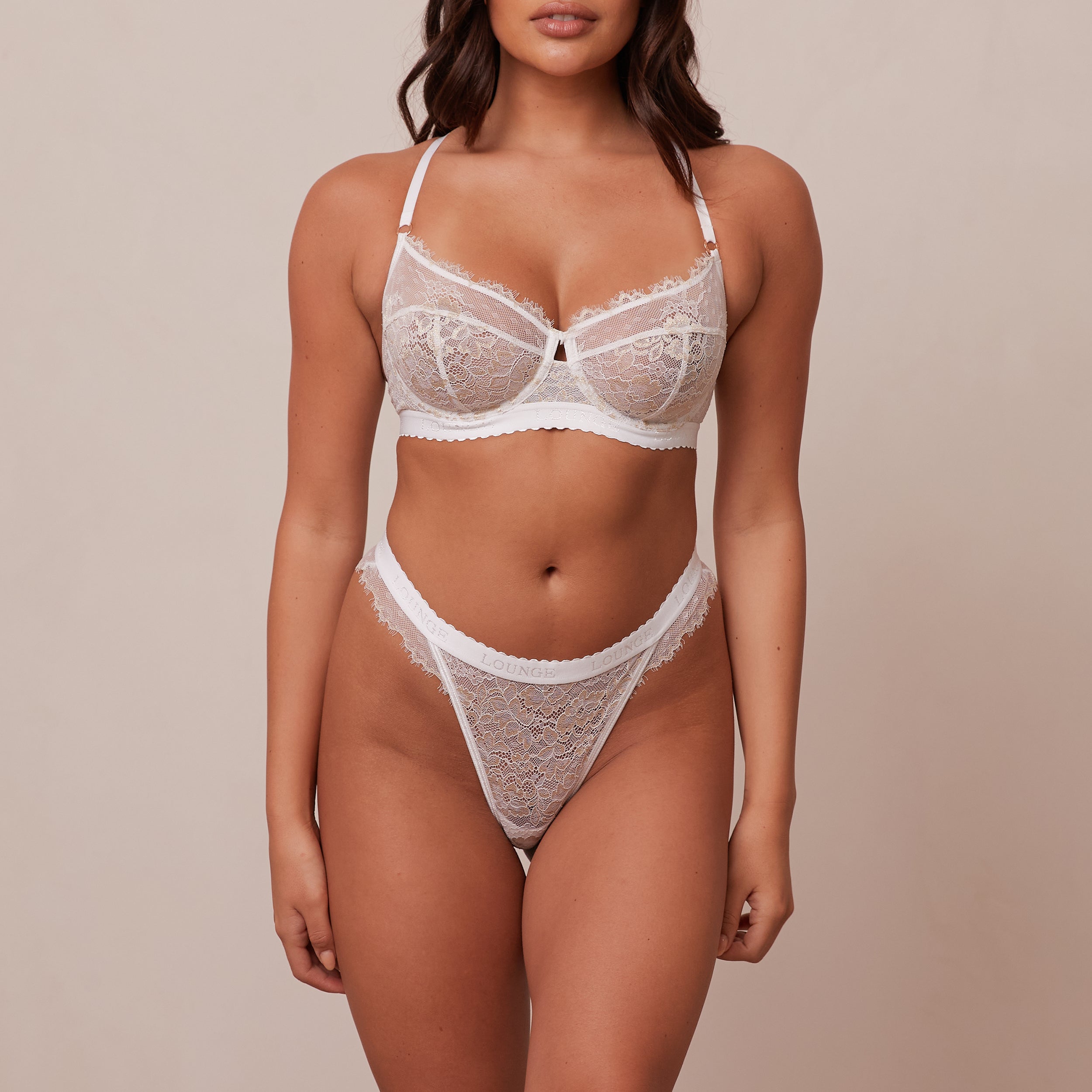 Desire Balcony Bra - Comfortable Wireless Lace Bralette for Women - Perfect for Yoga, Lounge & Everyday Wear - White