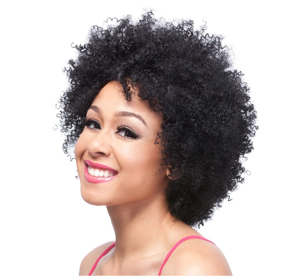 IT'S A WIG Human Hair Wig - Afro Curl Style in #2 Dark Brown | Natural Looking Synthetic Hair for Women | Perfect for Cosplay, Daily Wear & Special Occasions