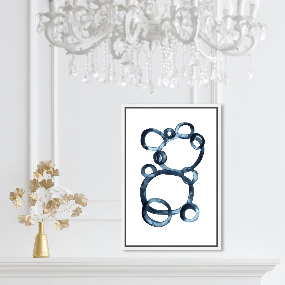 Bear Bubbles Canvas Wall Art - Modern Baby Bear Finger Painting Nursery Decor - White Framed Contemporary Print for Boys Bedroom - Perfect for Kids Room, Playroom & Nursery Decorations