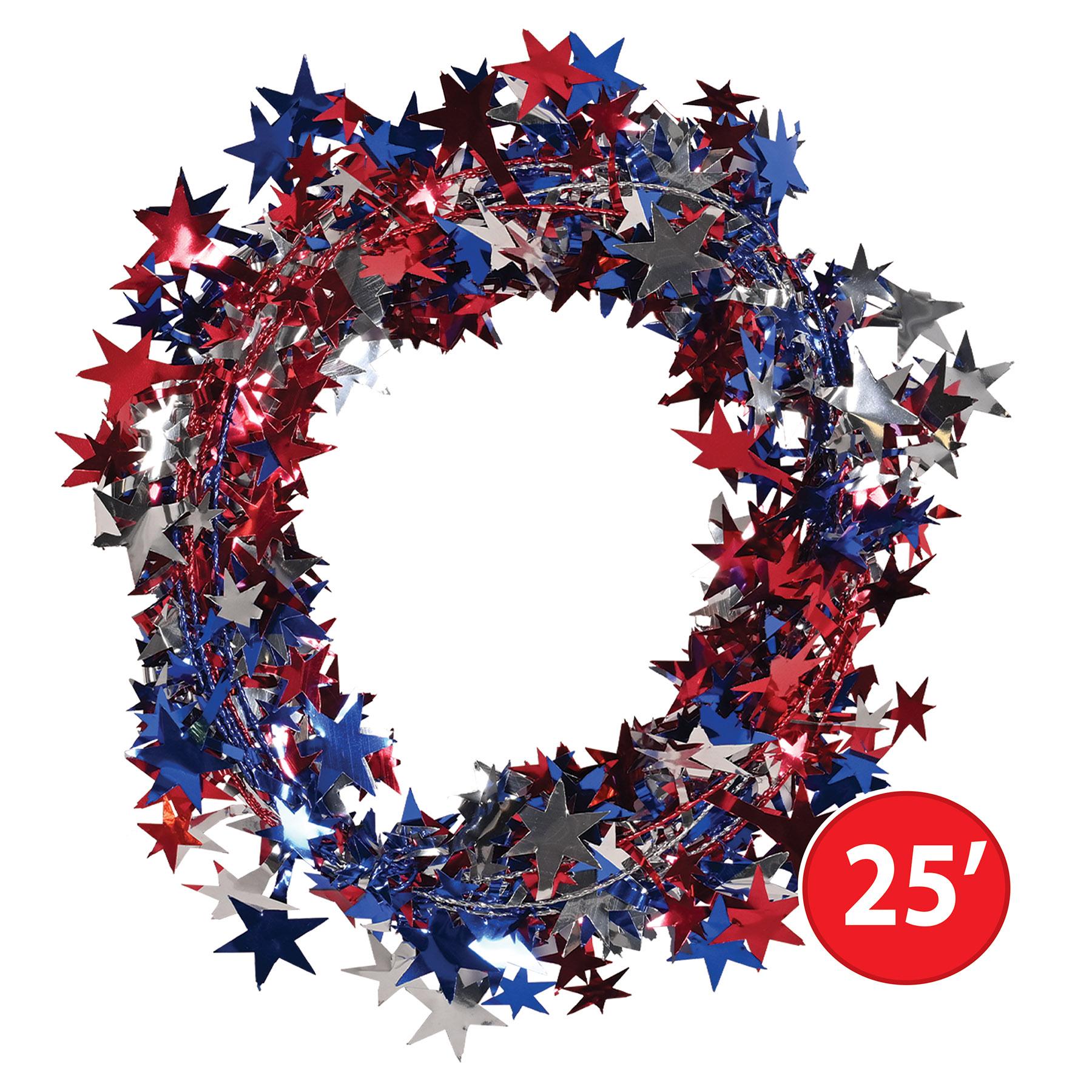 12 Pack Beistle Gleam 'N Flex Star Party Garland - Red, Silver, Blue Wire Decorations for Christmas, Birthday, Wedding & Holiday Celebrations
