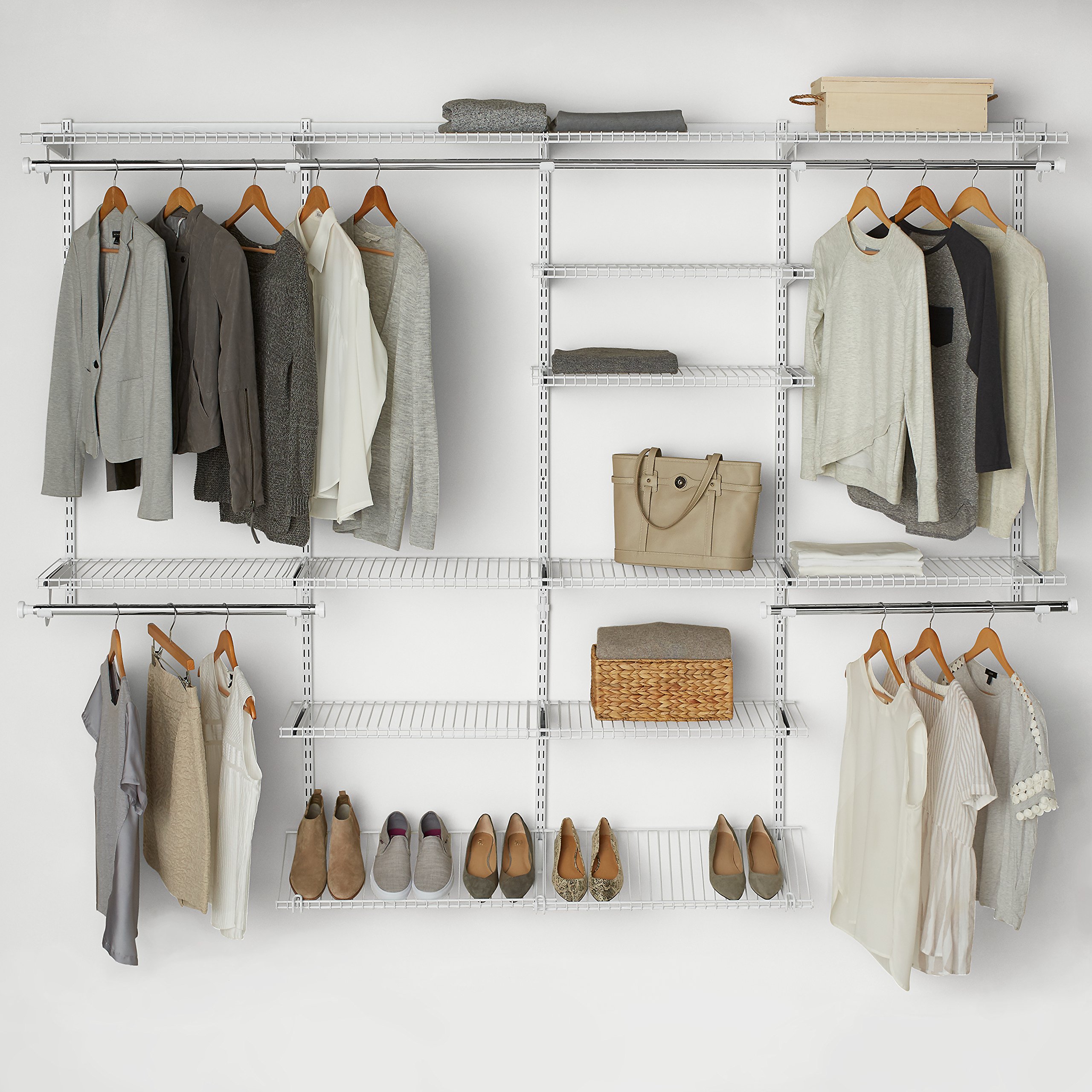 Rubbermaid Configurations Closet Shelves & Hanging Kit - 2 Pack 26-Inch White Shelves for Custom Pantry Organization | Perfect for Home, Laundry Room, Bathroom, Mudroom, Pantry & Linen Closet Storage | Space-Saving Solution for Clothes, Towels & Household Items