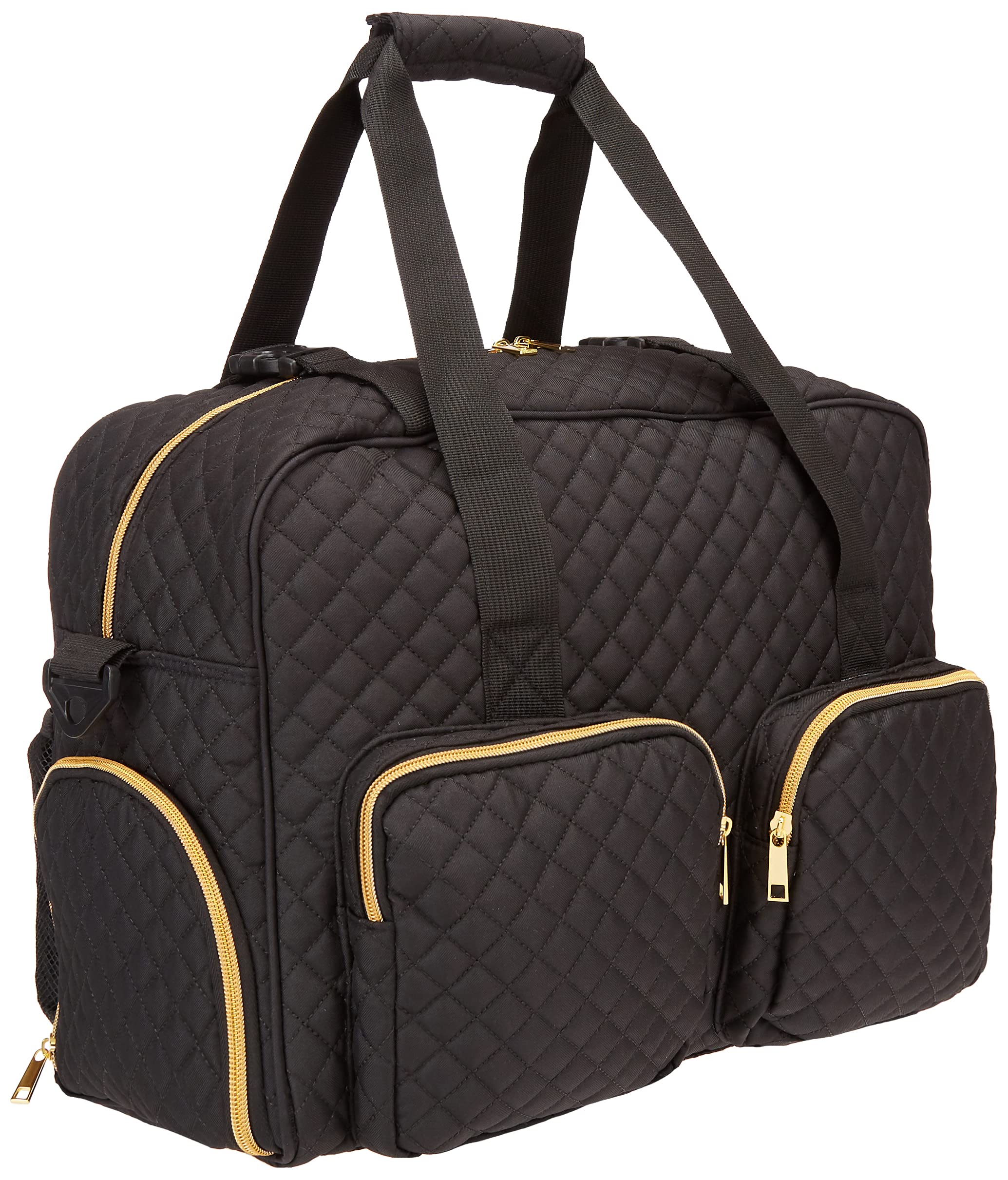 Waterproof Women's Gym Duffel Bag with Wet Storage & Yoga Mat Compartment - Quilted Black Travel Weekender for Fitness, Yoga & Carry-On Luggage | Perfect for Workouts, Beach Trips & Weekend Getaways