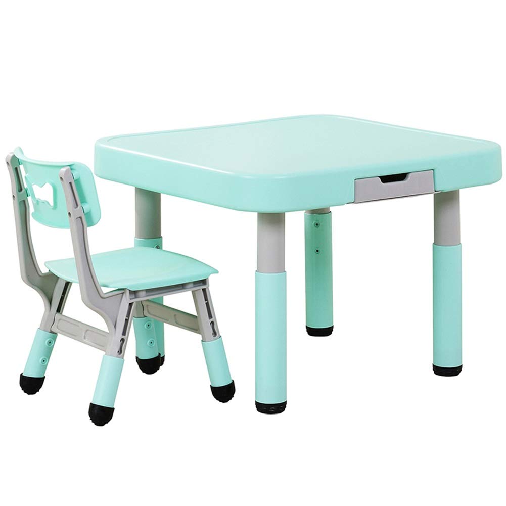 Kids Table and Chairs Set - Indoor Play Furniture for Toddlers, Children's Painting & Game Activity Table with Storage Box, Green (Perfect for Kindergarten, Homeschool & Playroom)