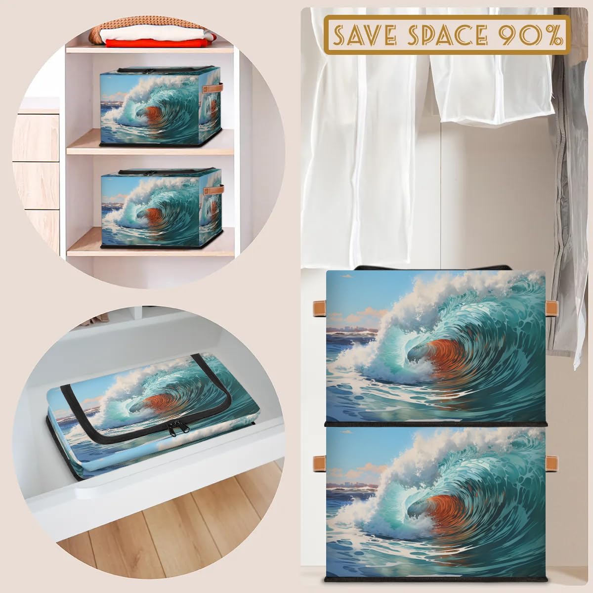 Collapsible Storage Bins with Lids - Stackable Fabric Storage Cubes for Clothes, Toys, Blankets | Dustproof Closet Organizer | Home & Office Organization Solution | Perfect for Bedroom, Nursery, and Garage Storage