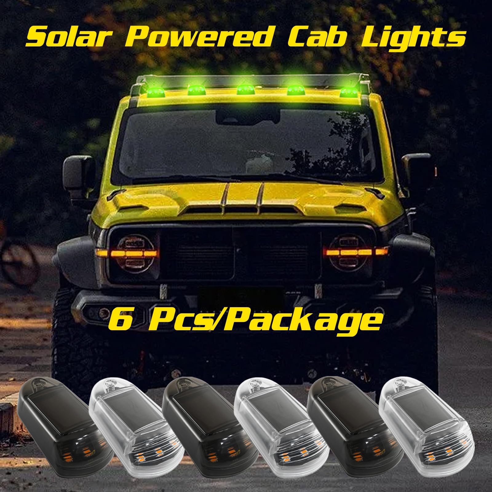 Solar Powered Truck Cab Lights - Wireless, Punch-Free Installation, Vibration Activated RGB Lights for Semi Trucks & Trailers | Weatherproof, Energy Efficient Lighting for Night Driving & Parking Safety