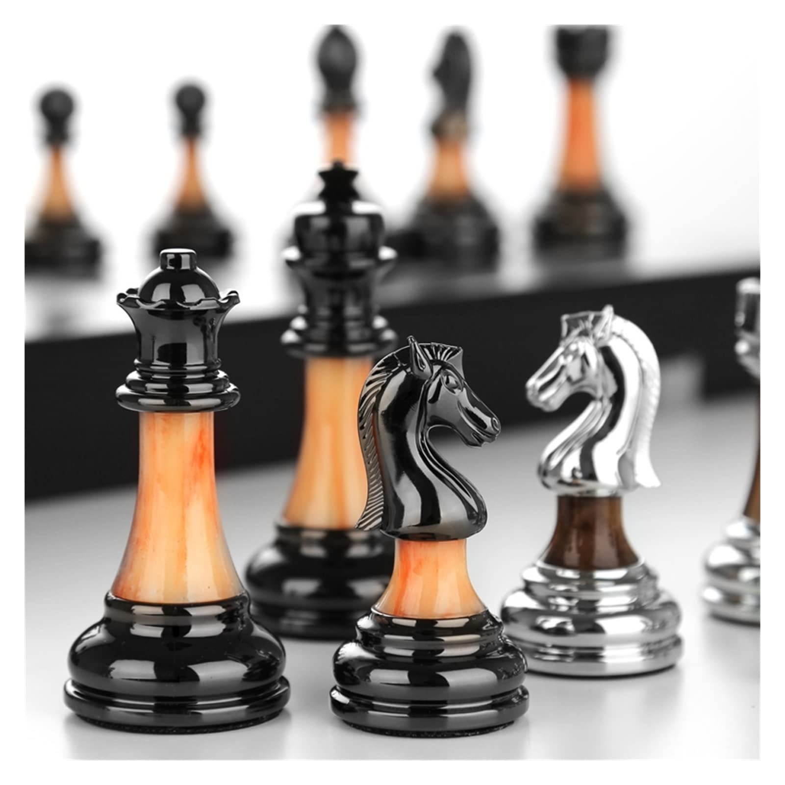 Premium Folding Wooden Chess Set for Adults & Kids - Handcrafted International Chess Board with Classic Metal Pieces - Perfect for Travel, Gifts, and Family Game Nights