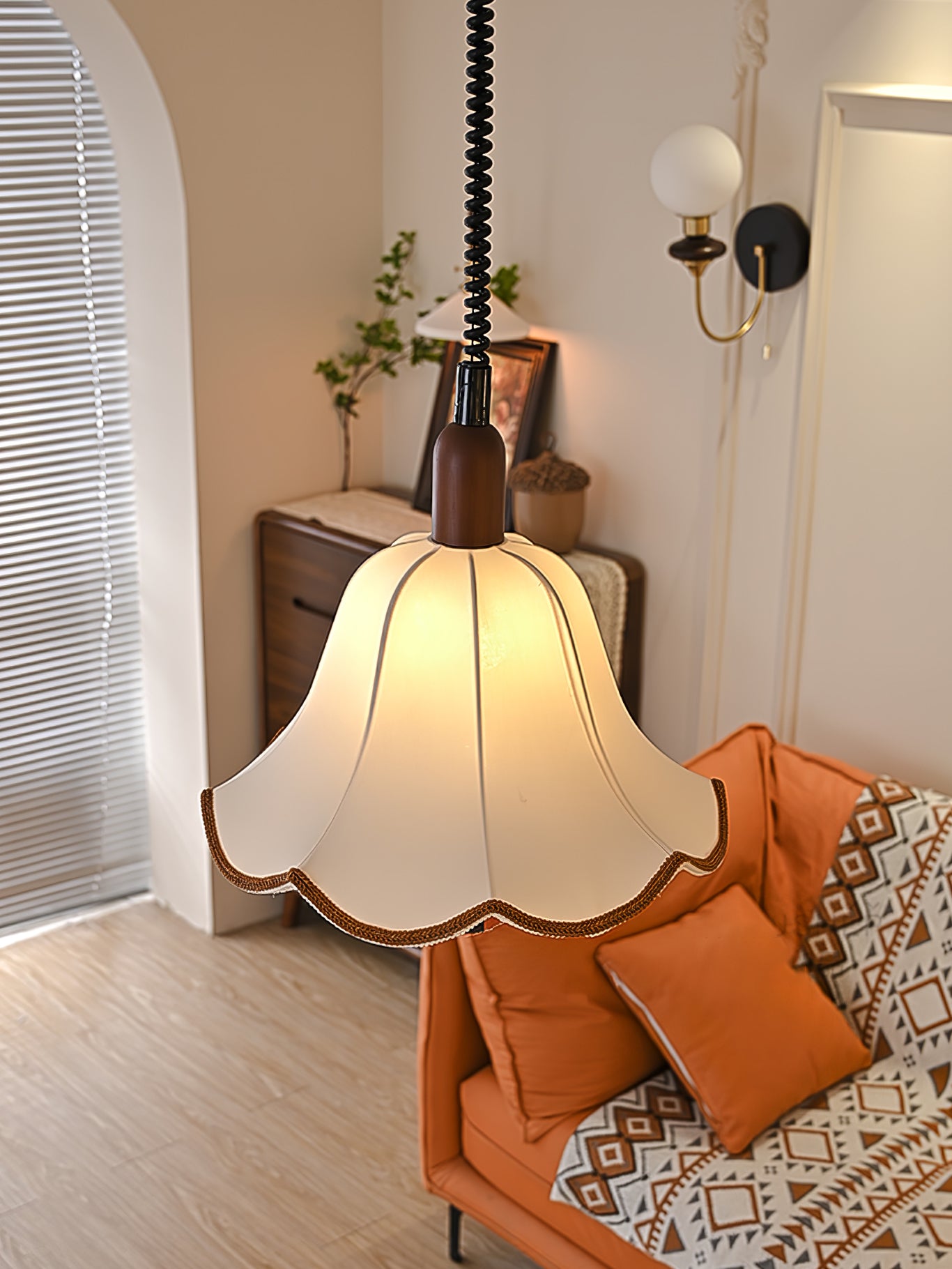 Eryn Fabric Pendant Light - Modern Handmade Hanging Lamp for Dining Room, Kitchen Island, Bedroom & Living Room Decor