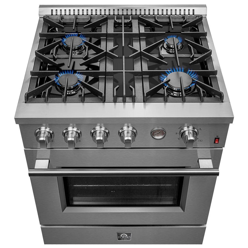 Forno 30 Inch Gas Range with Built-In Temperature Gauge - Model FFSGS6277 | Professional Kitchen Appliance for Home Cooking & Baking