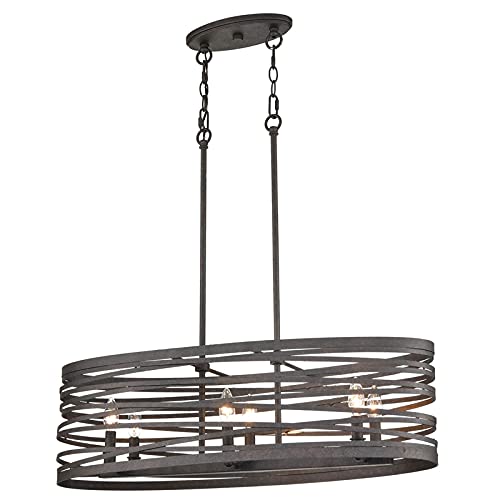 Millennium Lighting Metal Chandelier Ceiling Light - Weathered Iron Gray Finish, Rustic Industrial Style for Dining Room, Living Room, Bedroom, Foyer, and Entryway Lighting