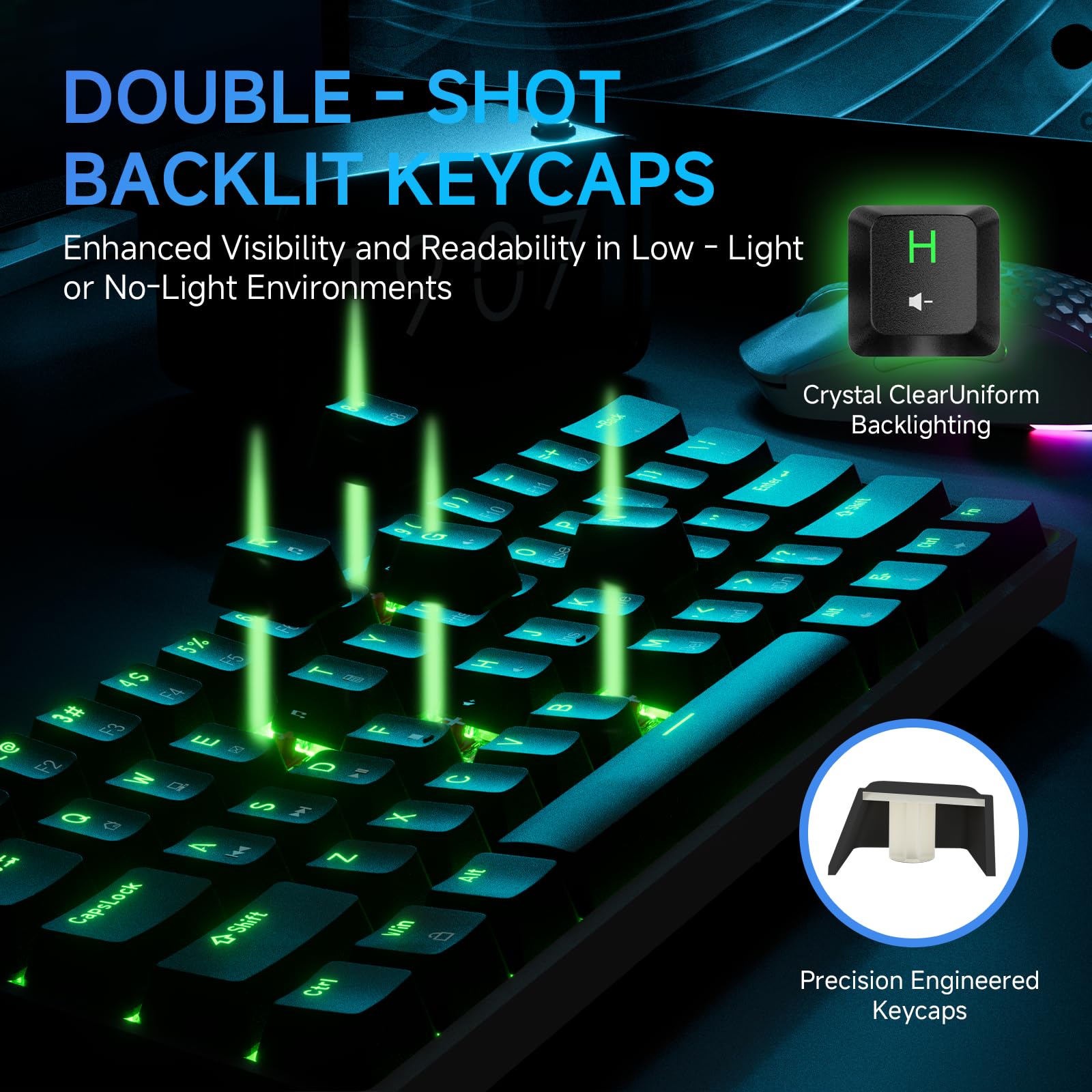 TMKB T61SE 60% Compact Mechanical Gaming Keyboard with Blue Clicky Switches, RGB Backlit, Double-Shot PBT Keycaps, N-Key Rollover, Detachable USB-C Cable - Wired Ergonomic Keyboard for PC, Mac, Windows Laptop Gamers & Programmers (Black) | Perfect for Esports, Office Work & Typing Enthusiasts