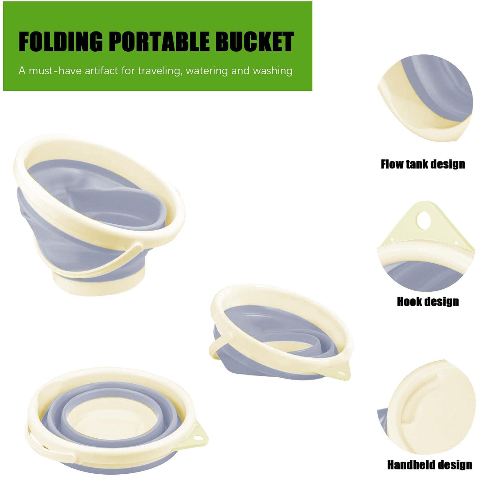 Foldable Beach Bucket Toy - Portable Sand & Water Bucket with Handle for Kids - Perfect for Beach, Sandbox, Fishing & Camping - Compact 22.5 x 17 x 12 cm - Great Summer Outdoor Activity Essential (Shovel Not Included)
