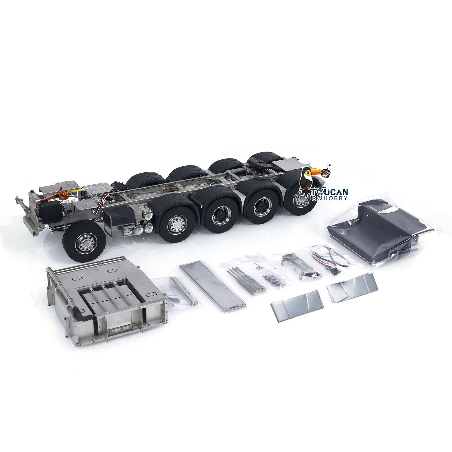 ScaleClub 1/14 10x10 Metal Chassis for RC Tractor Truck FH750 - Heavy Duty Remote Control Car Chassis, Simulation Vehicle Parts, Hobby Model DIY Accessories - Perfect for Off-Road Racing & RC Tractor Truck Customization