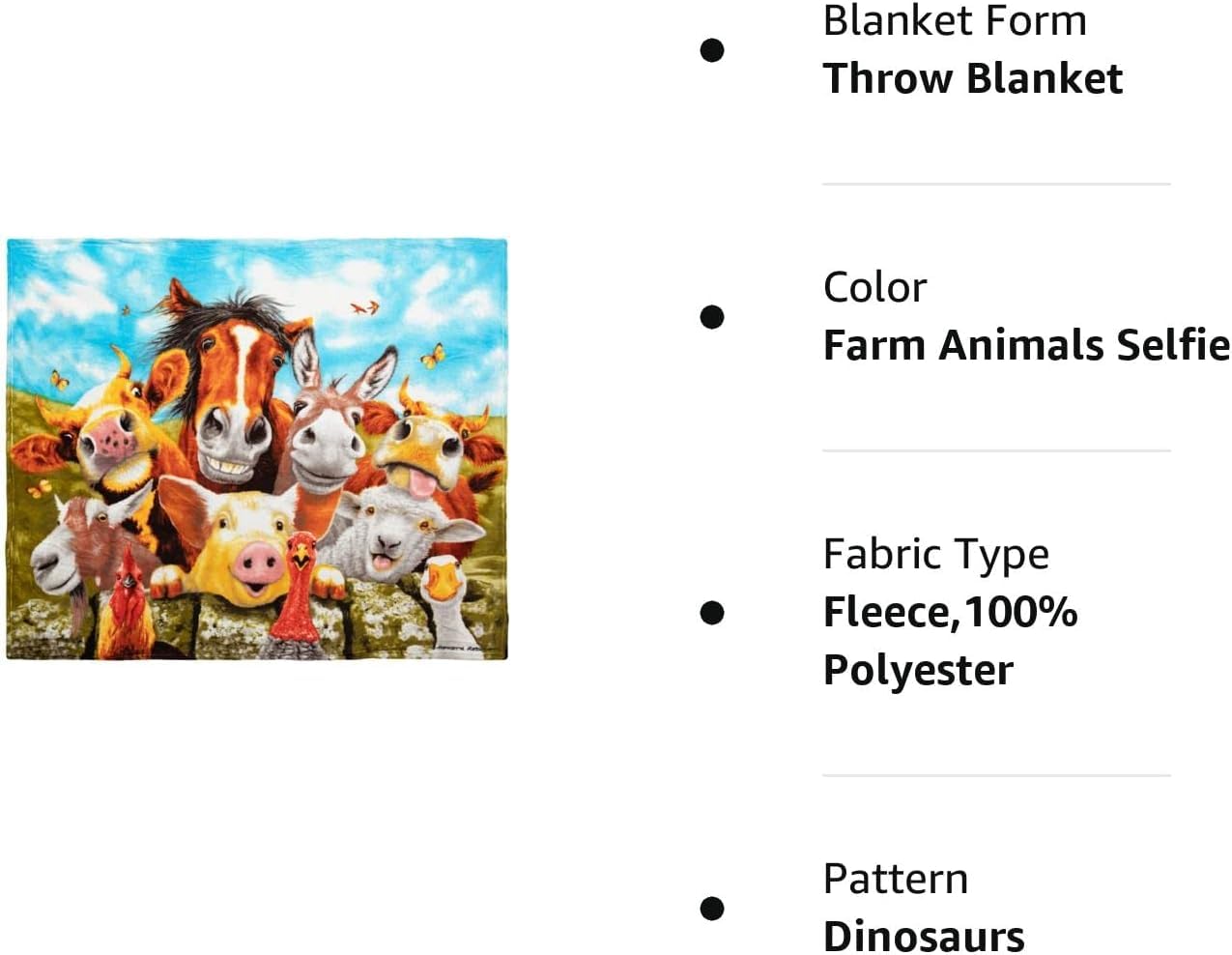 Farm Animal Fleece Blanket 50