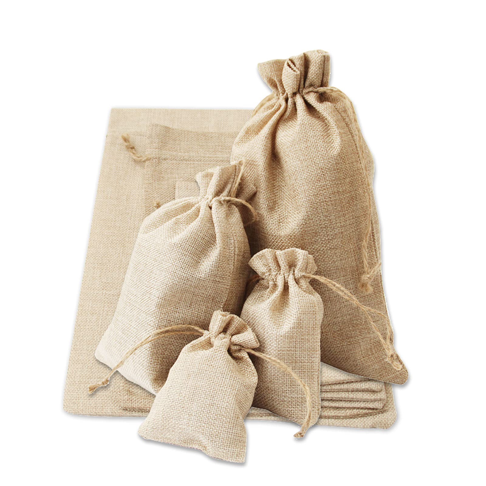 25/50 PCS Natural Burlap Drawstring Gift Bags - Linen Jewelry Pouches for Wedding Favors, Birthday Party, DIY Crafts & Home Decor | Eco-Friendly Jute Bags for Jewelry, Candles, Soaps & Party Gifts