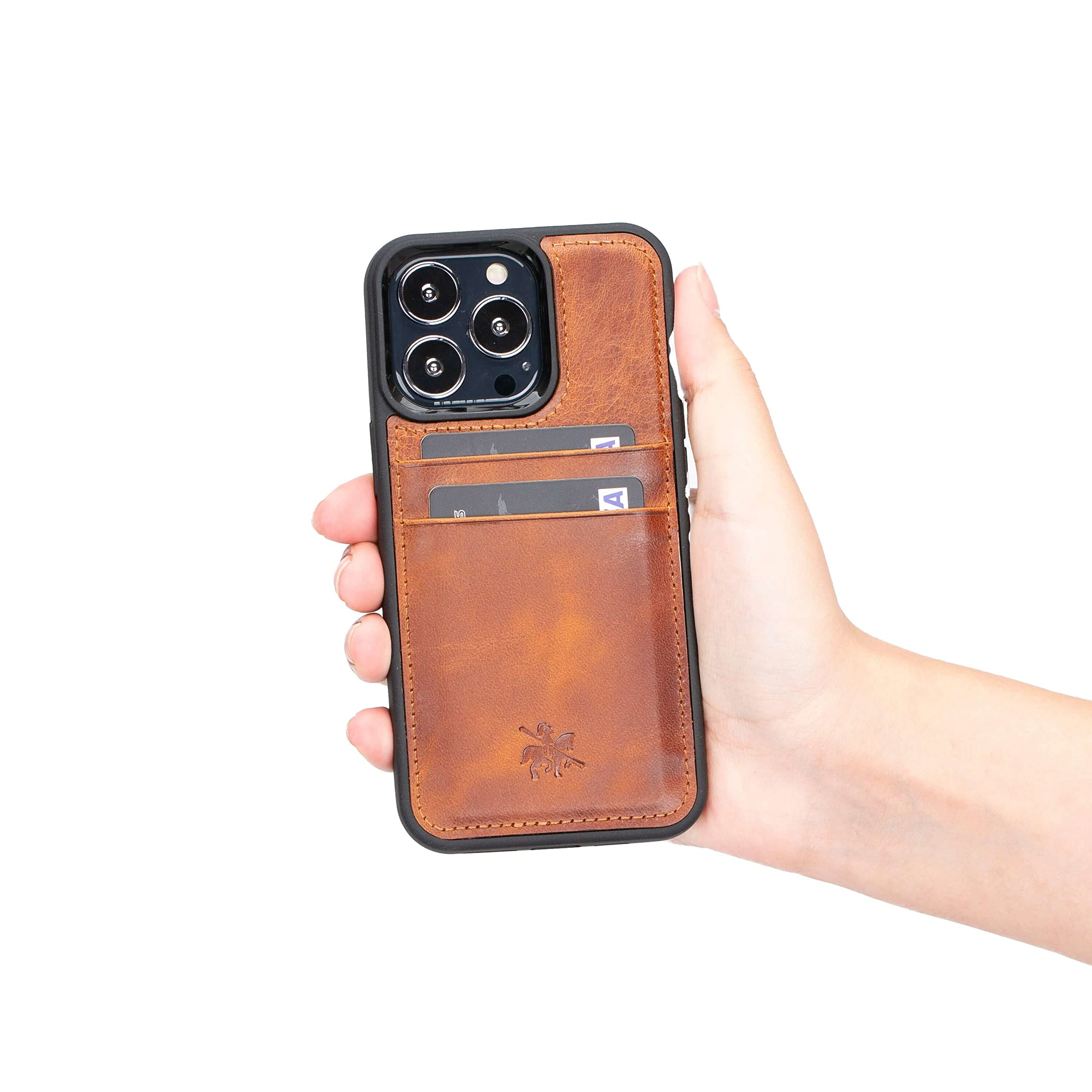 Venito Capri Leather Wallet Case for iPhone 13 Pro (6.1 Inch) - RFID Blocking Protection & Padded Back Cover | Premium Genuine Leather | Perfect for Everyday Use & Travel (Antique Brown)