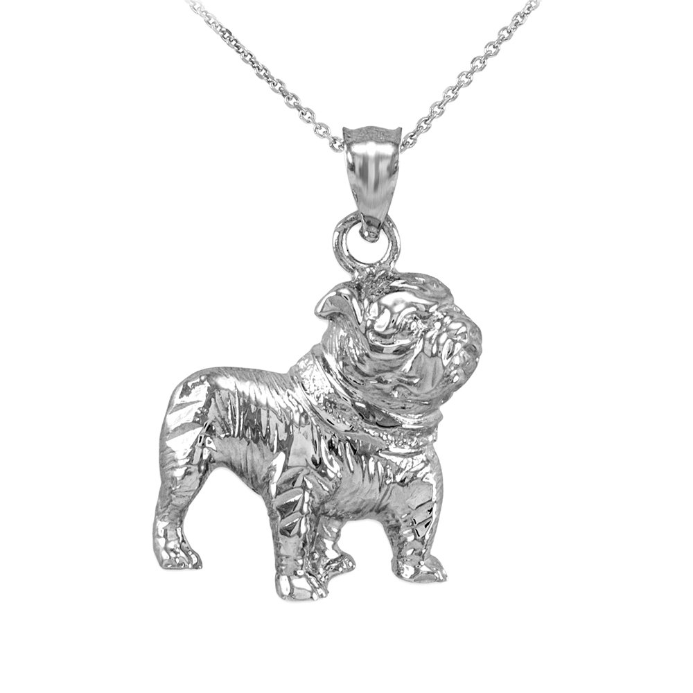 10K White Gold English Bulldog Charm Pendant Necklace - Elegant Dog Lover Jewelry Gift for Women - Perfect for Birthdays, Anniversaries & Pet Memorials