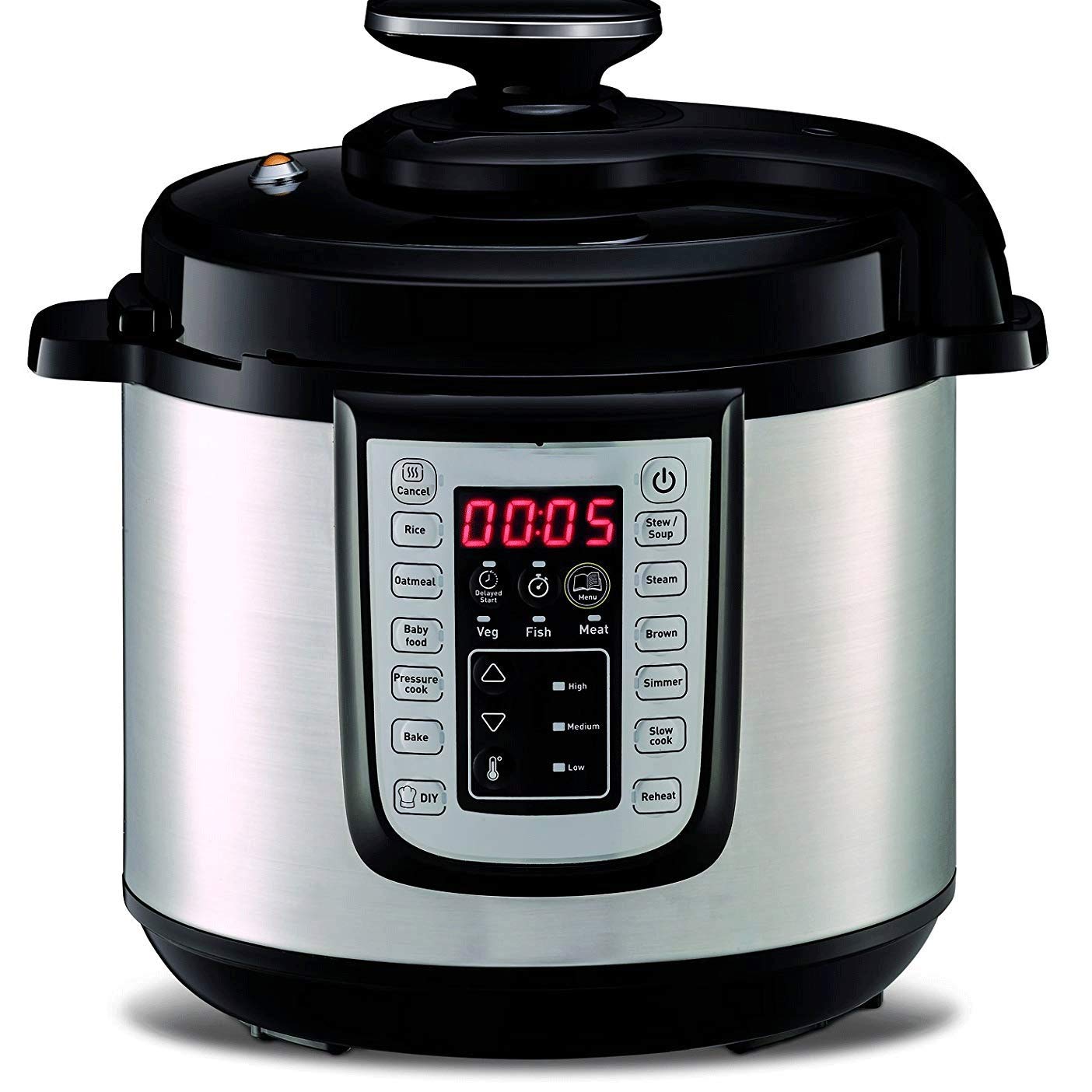 SEIJY 8-in-1 Electric Pressure Cooker with Stainless Steel Pot & Steamer Basket - 6QT Multi-Cooker for Pressure Cooking, Slow Cooking, Sautéing, Rice Making, Yogurt & Steaming | Instant Recipe App Access | Perfect for Meal Prep, Family Dinners & Healthy Cooking