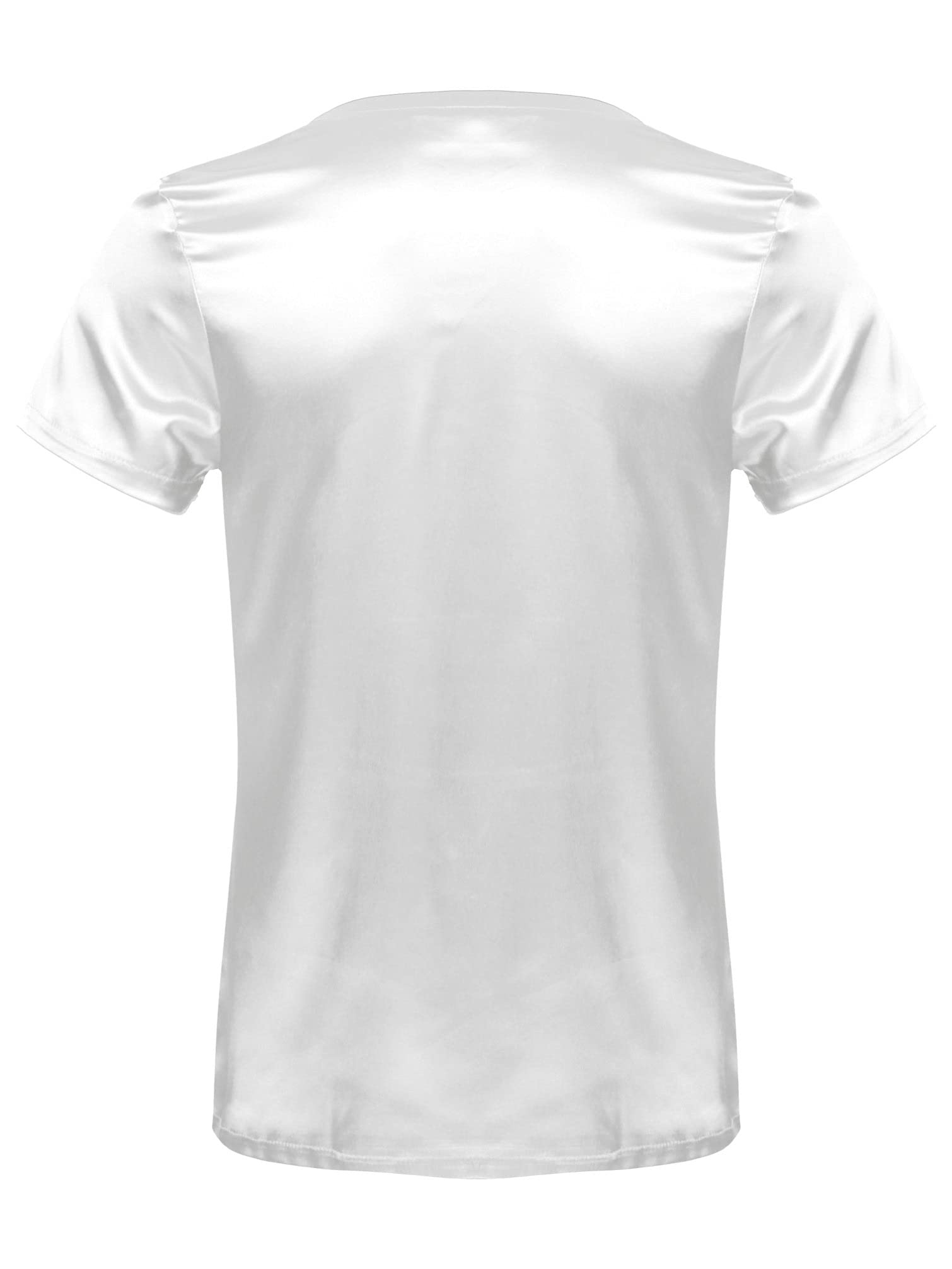 Men's Satin Lingerie Shirt - V-Neck Sleepwear Pajama Top, Soft Athletic Undershirt for Nightwear & Lounge Wear, Club T-Shirt for Comfortable Sleep & Relaxation at Home
