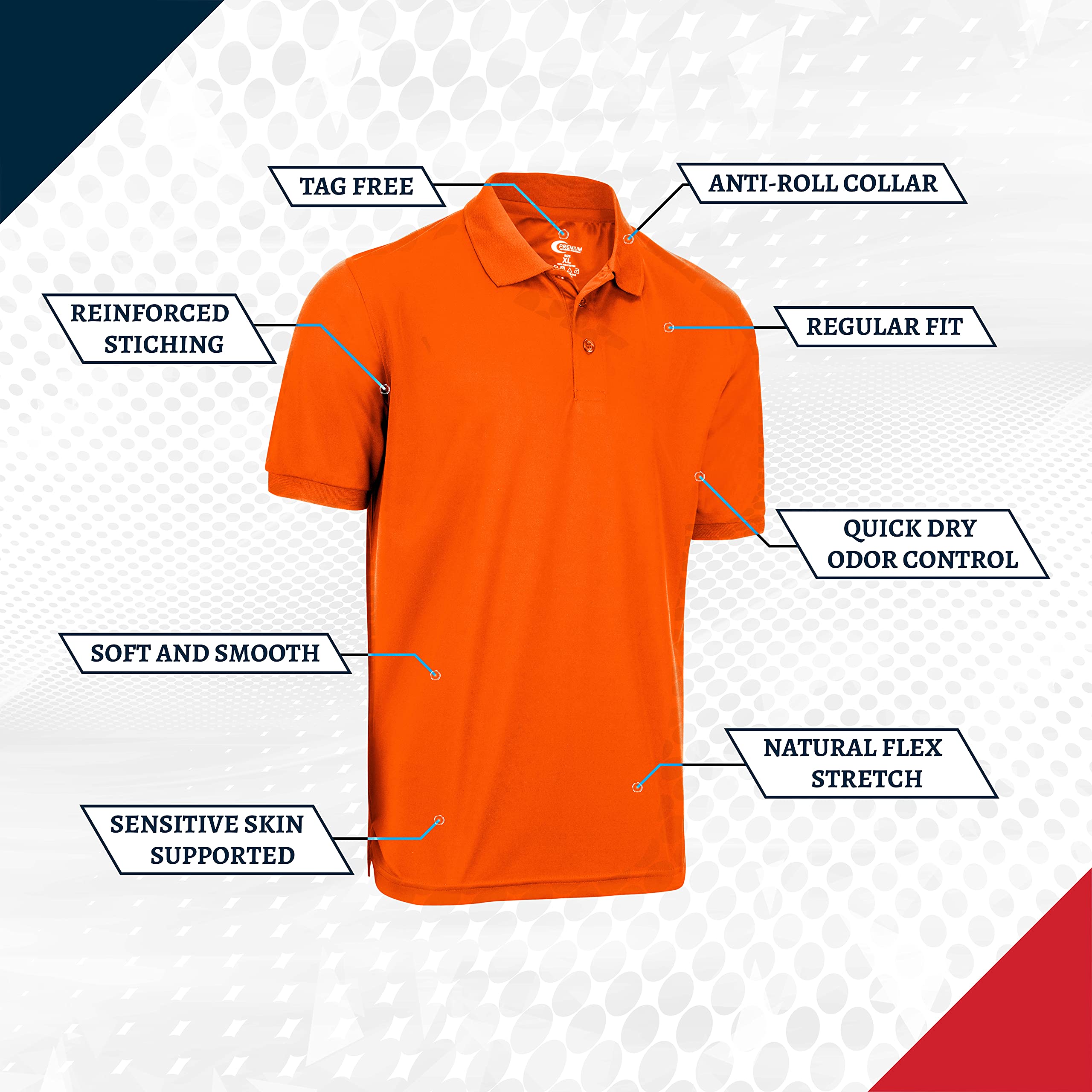 Premium Moisture-Wicking Men's Polo Shirts - Breathable Quick-Dry Performance Tees for Golf, Work & Outdoor Activities