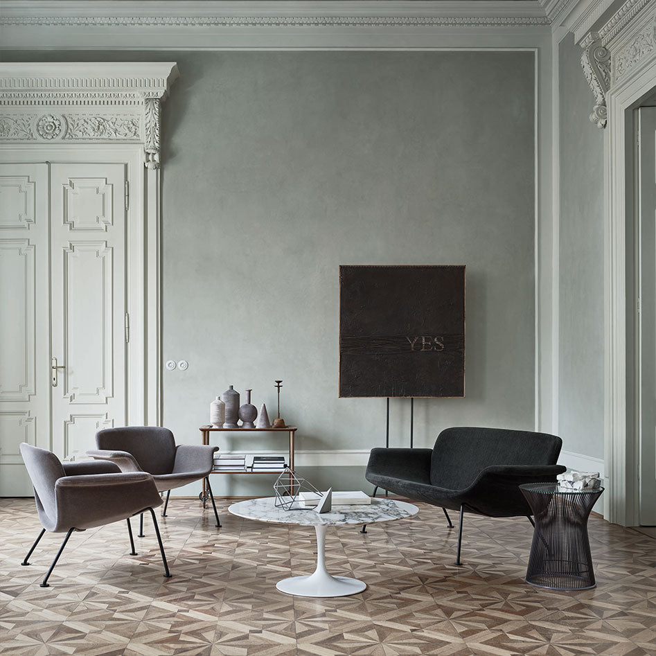 Eero Saarinen Tulip Low Coffee Table - Mid Century Modern Side Table for Living Room, Office & Lounge - White Marble Top with Aluminum Base