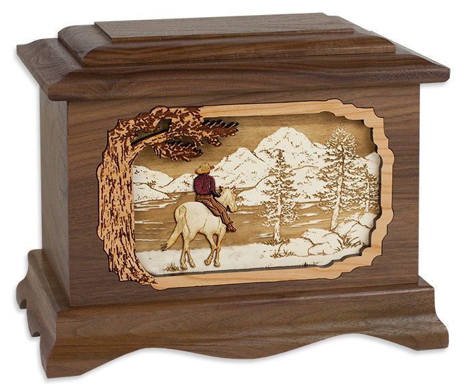 Beautiful Great Lakes Cremation Urn with Elegant Wood Inlay Art - Perfect for Memorial Services, Home Display & Honoring Loved Ones