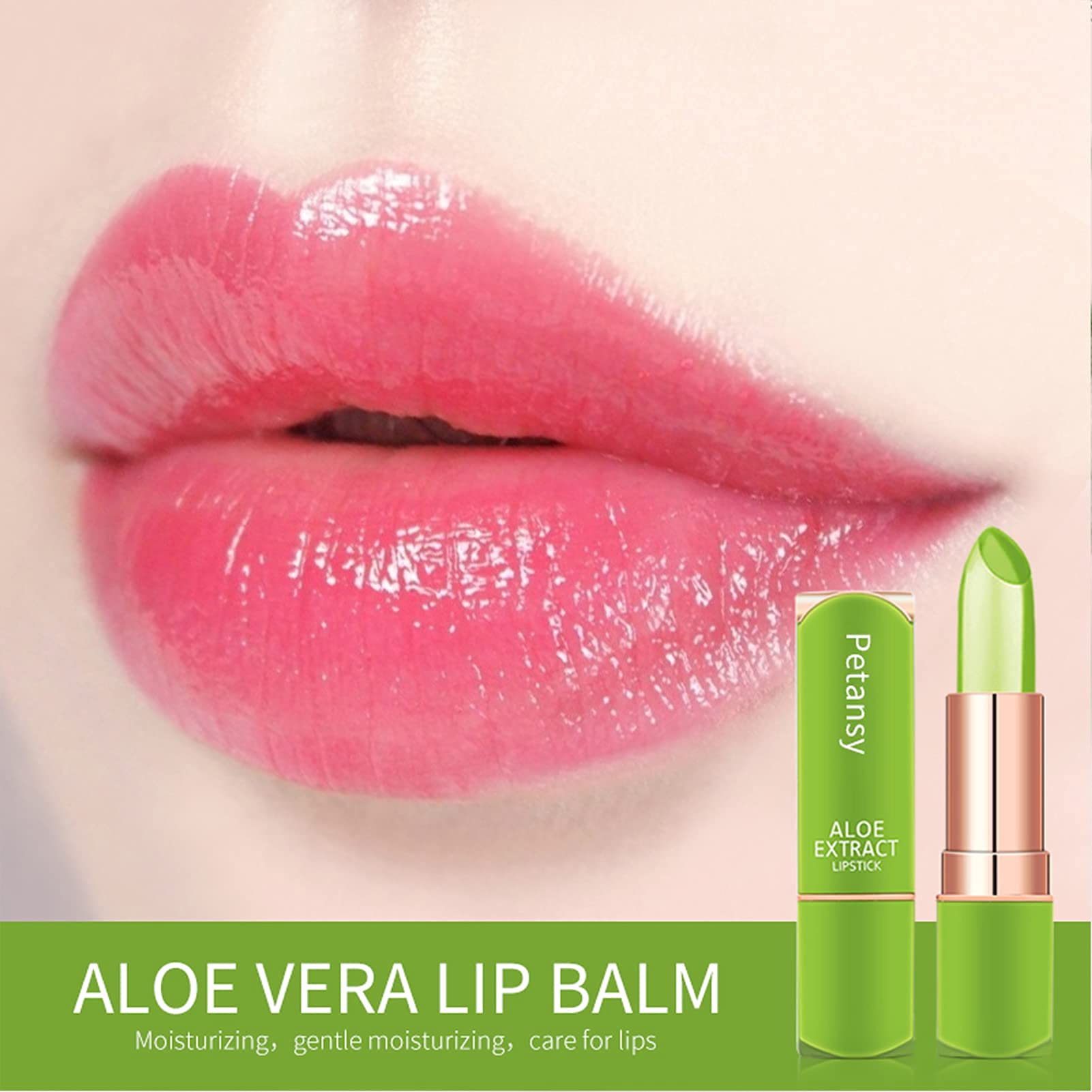 Petansy 3 Pack Aloe Vera Lipstick Set - Long Lasting Moisturizing Lip Balm with Temperature Changing Color, Natural Lip Gloss for Dry Lips | Perfect for Daily Use, Gift Giving & Travel