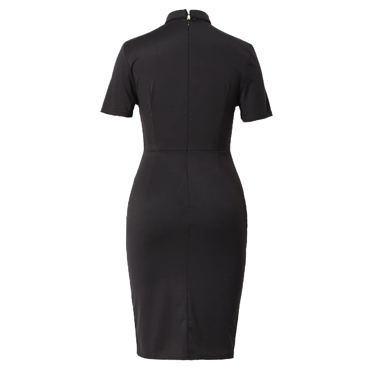 BLESSUME Women's Church Clergy Tab Collar Dress - Black Short Sleeve Pencil Dress for Mass & Church Services - Perfect for Sunday Worship, Communion & Formal Church Events