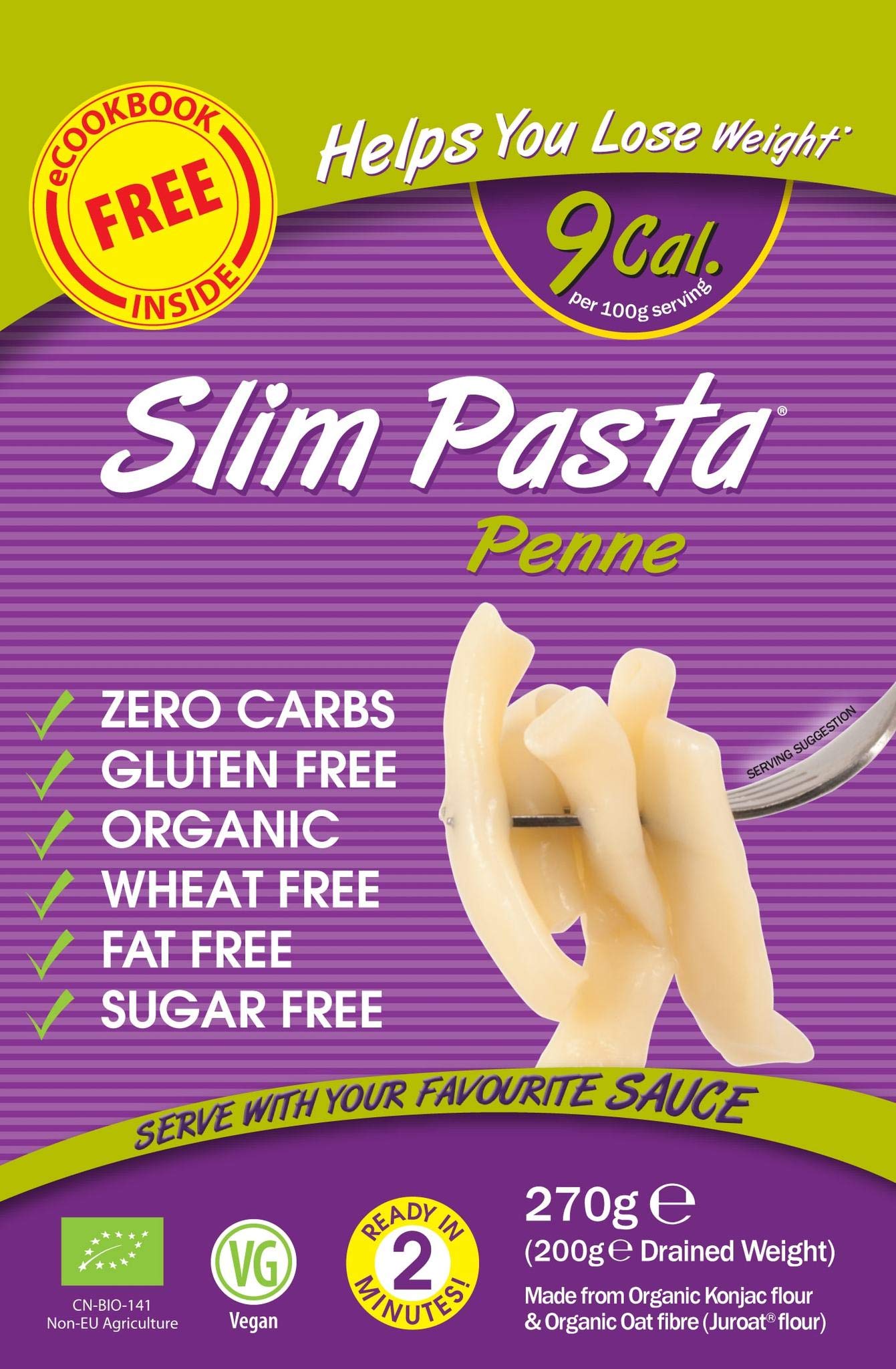 Groceries Slim Penne Pasta 200g - Low-Calorie Meal for Weight Loss