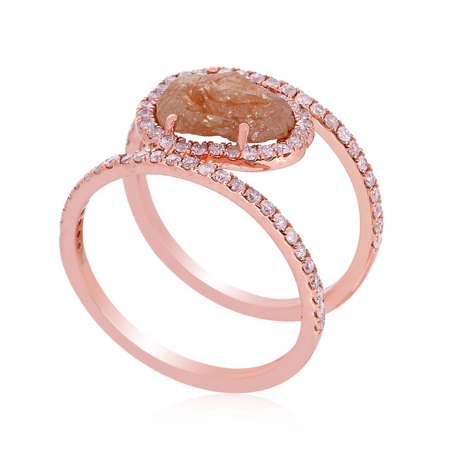 18K Rose Gold Handmade Elegant Diamond Ring for Women | Sparkling Uneven Ice Design | Perfect for Weddings, Anniversaries & Special Occasions