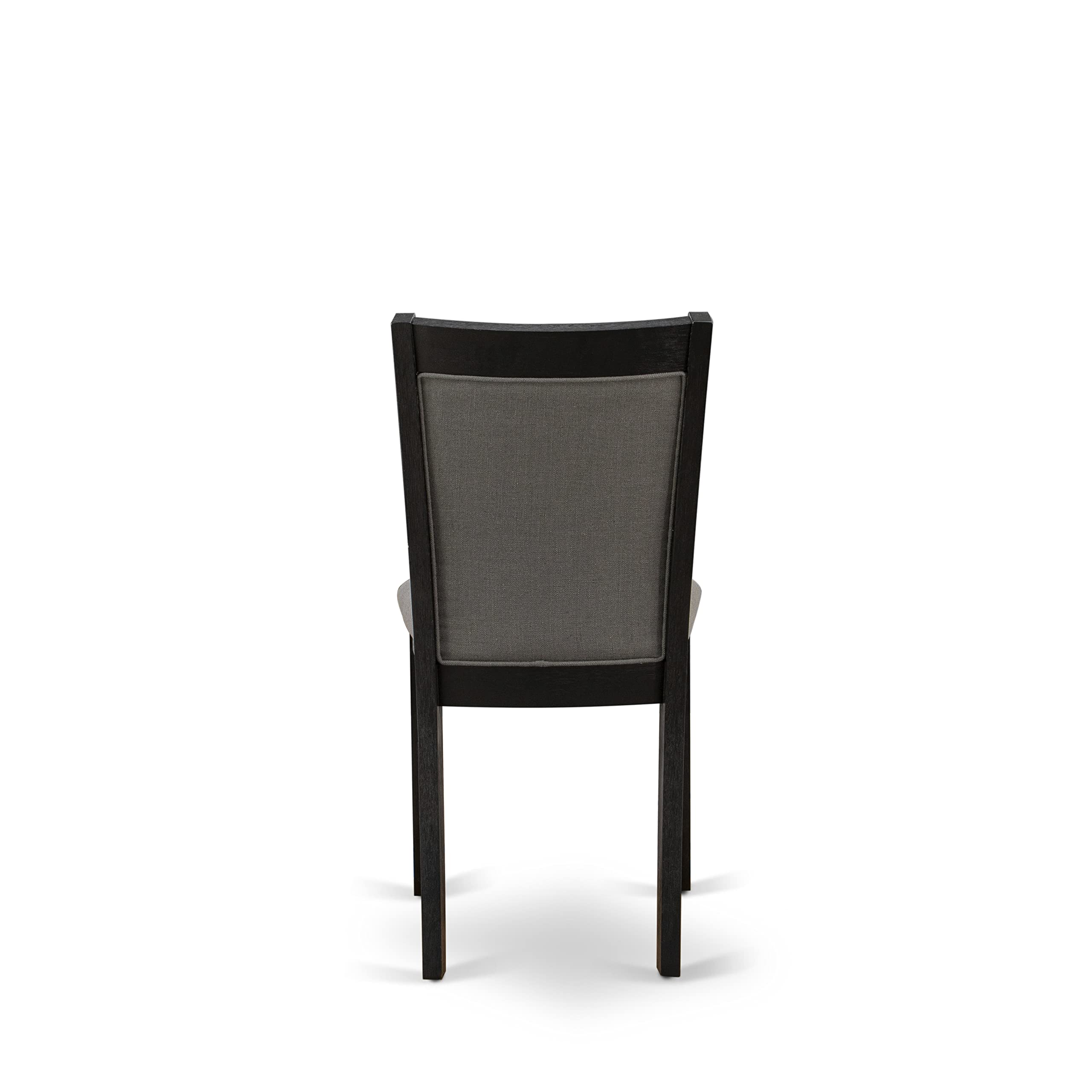 East West Furniture 3-Piece Small Dinette Set - 42x42 Inch Round Pedestal Dining Table with 2 Dark Gotham Grey Linen Upholstered Chairs, Wirebrushed Black Finish | Perfect for Small Spaces, Apartments, Breakfast Nooks & Cozy Dining Areas