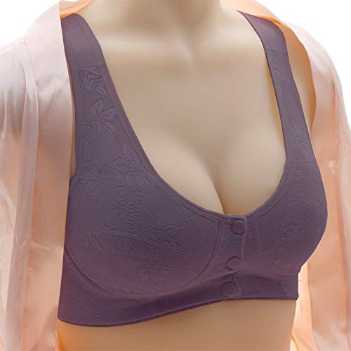 1/2/3 Pack Women's Comfortable Front Closure Wireless Bras - Soft Cotton Lace Bralette for Everyday Wear | Perfect for Yoga, Sleeping & Lounge Wear