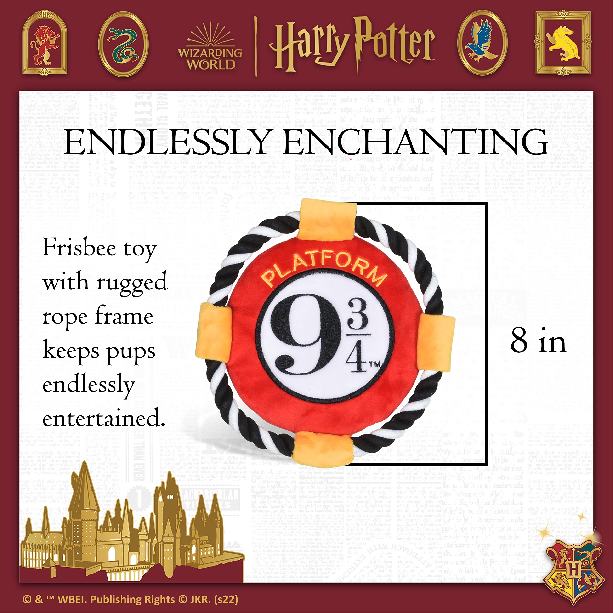 Harry Potter 9 3/4 Platform Themed Dog Frisbee Toy - Durable Rope Flying Disc for Large & Small Dogs - Perfect for Outdoor Play, Fetch Games & Themed Pet Parties