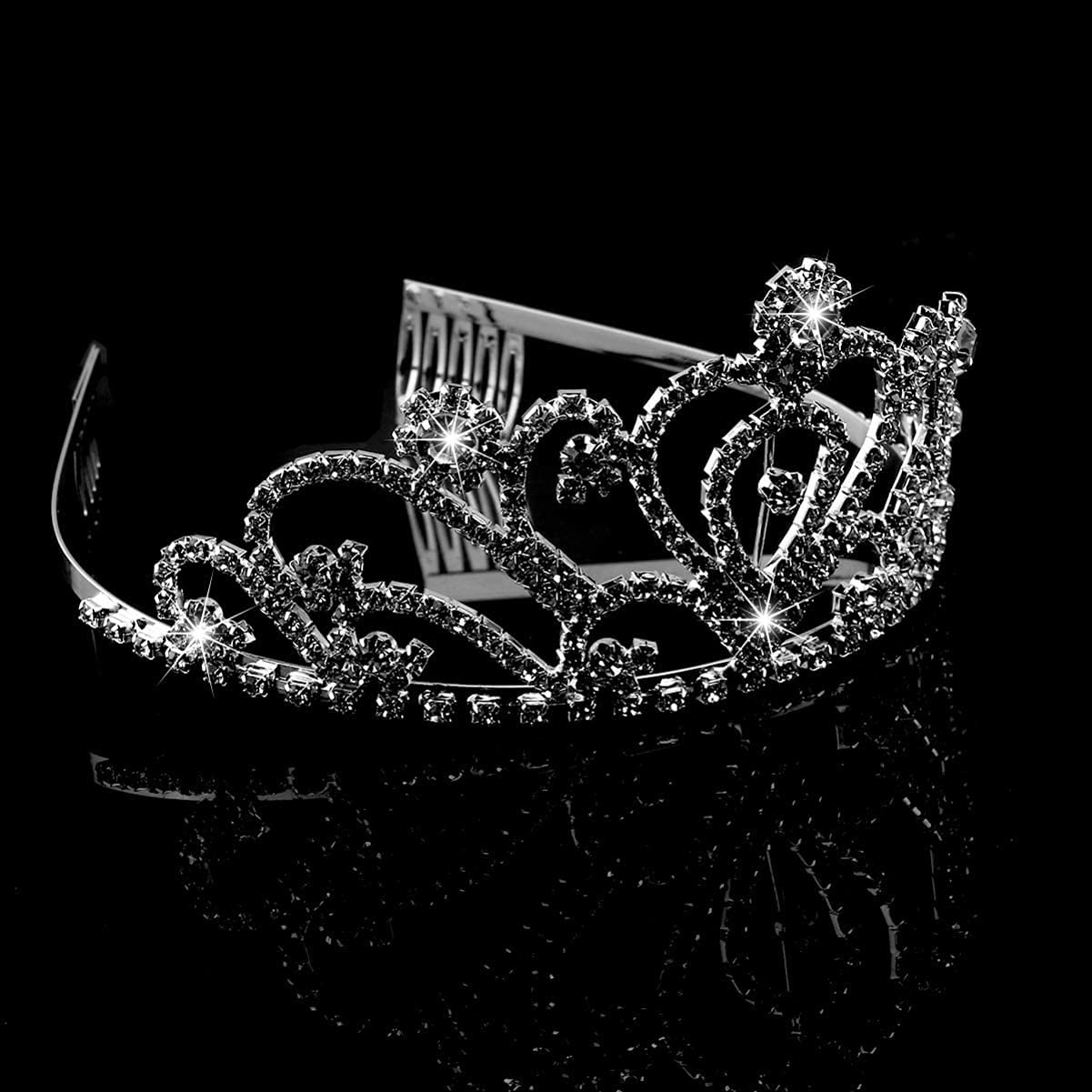 Silver Crystal Tiara Crown Headband for Women & Girls - Elegant Bridal Wedding Prom Birthday Party Hair Accessories | Perfect for Princess-Themed Events, Pageants, and Special Occasions