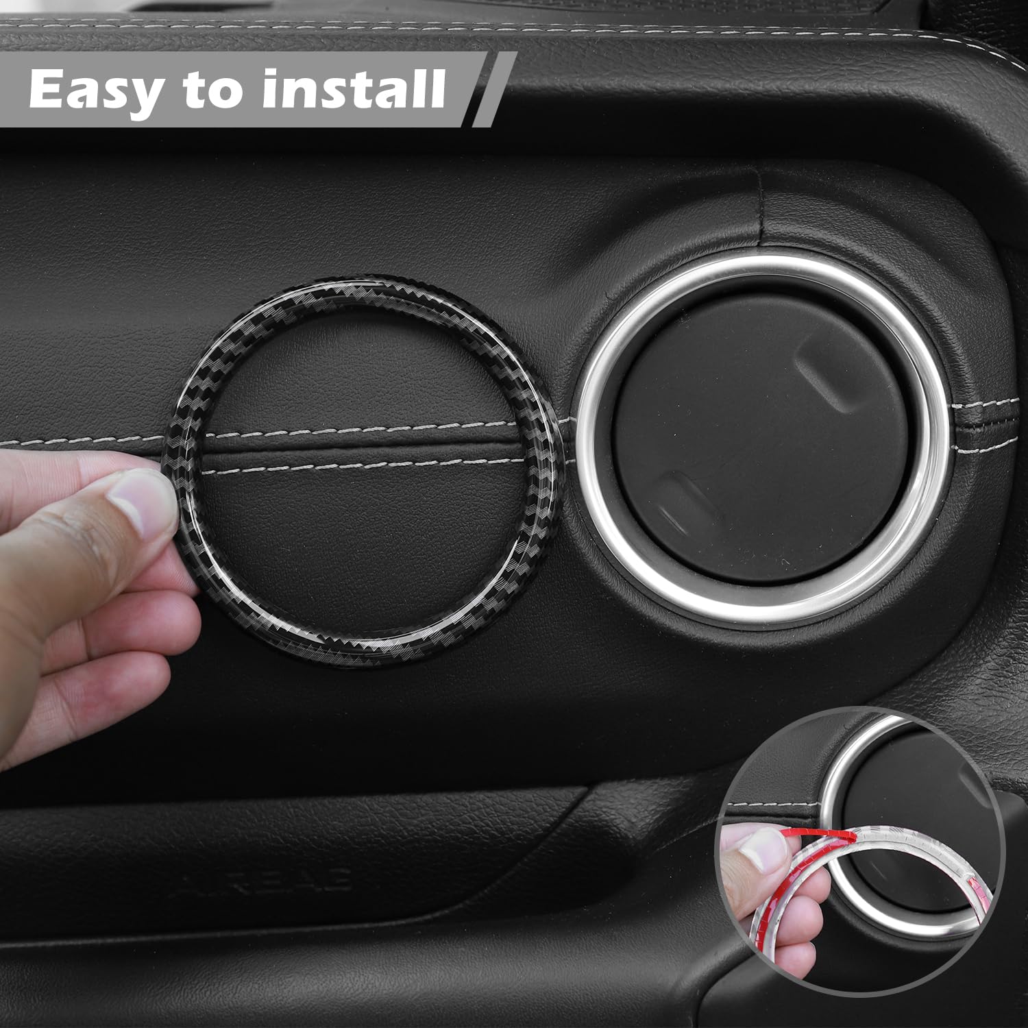 Carbon Fiber Dash Air Vent Covers for Jeep Wrangler JL/JLU & Gladiator JT (2018-2023) - 4pc Interior Trim Stickers | Upgrade & Protect Your Vehicle's Vents | Off-Road & Daily Driving Accessories