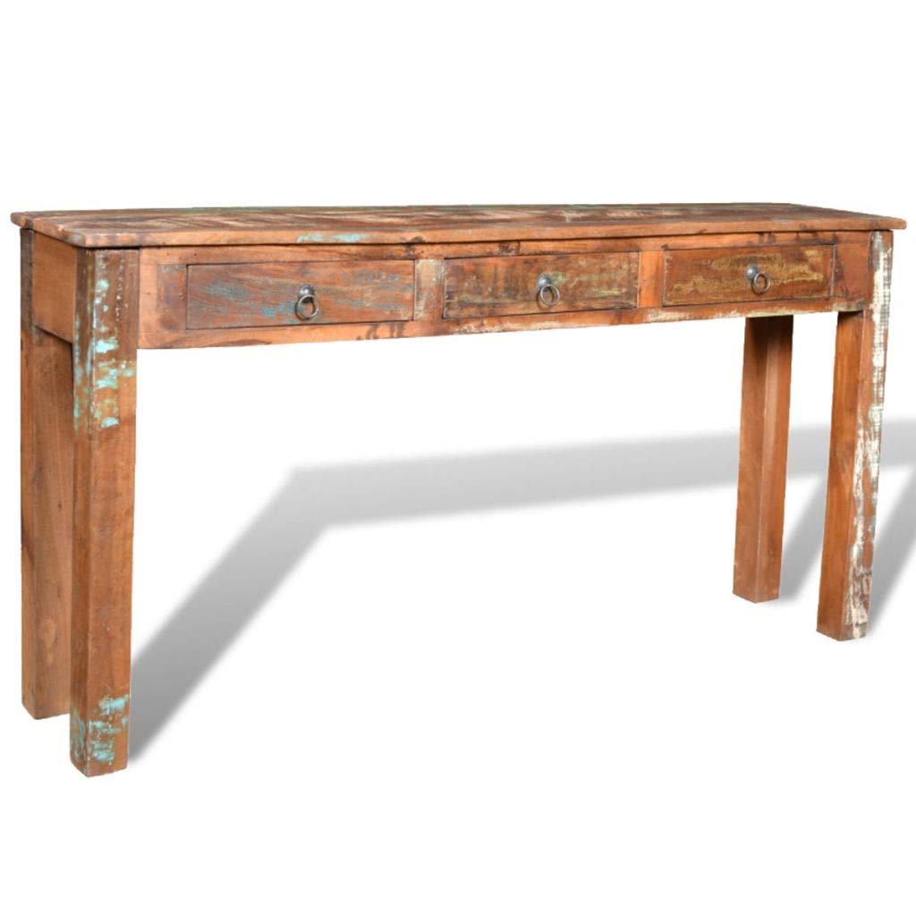 Galapara Large Console Table with 3 Drawers - Entryway Sofa Table for Living Room, Hallway & Bedroom - Rustic Reclaimed Wood Furniture for Home Decor & Storage