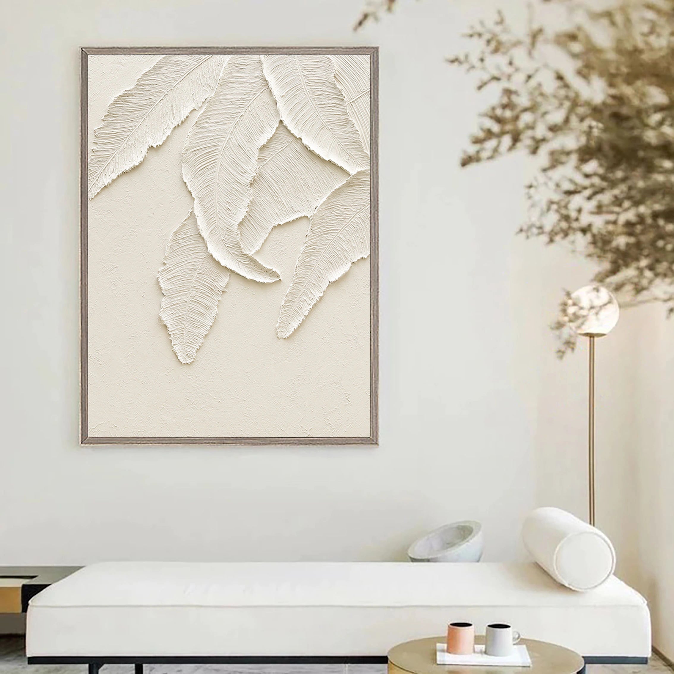Minimalist Beige Textured Wall Art - Modern Abstract Canvas Painting for Living Room, Bedroom & Office Decor #MM037