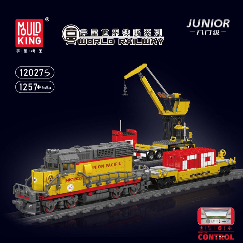 MouldKing 12027S EMD SD40-2 Diesel Locomotive Building Set - 1257 Pieces with Power Functions (PF) for Train Enthusiasts & Model Railroad Scenes