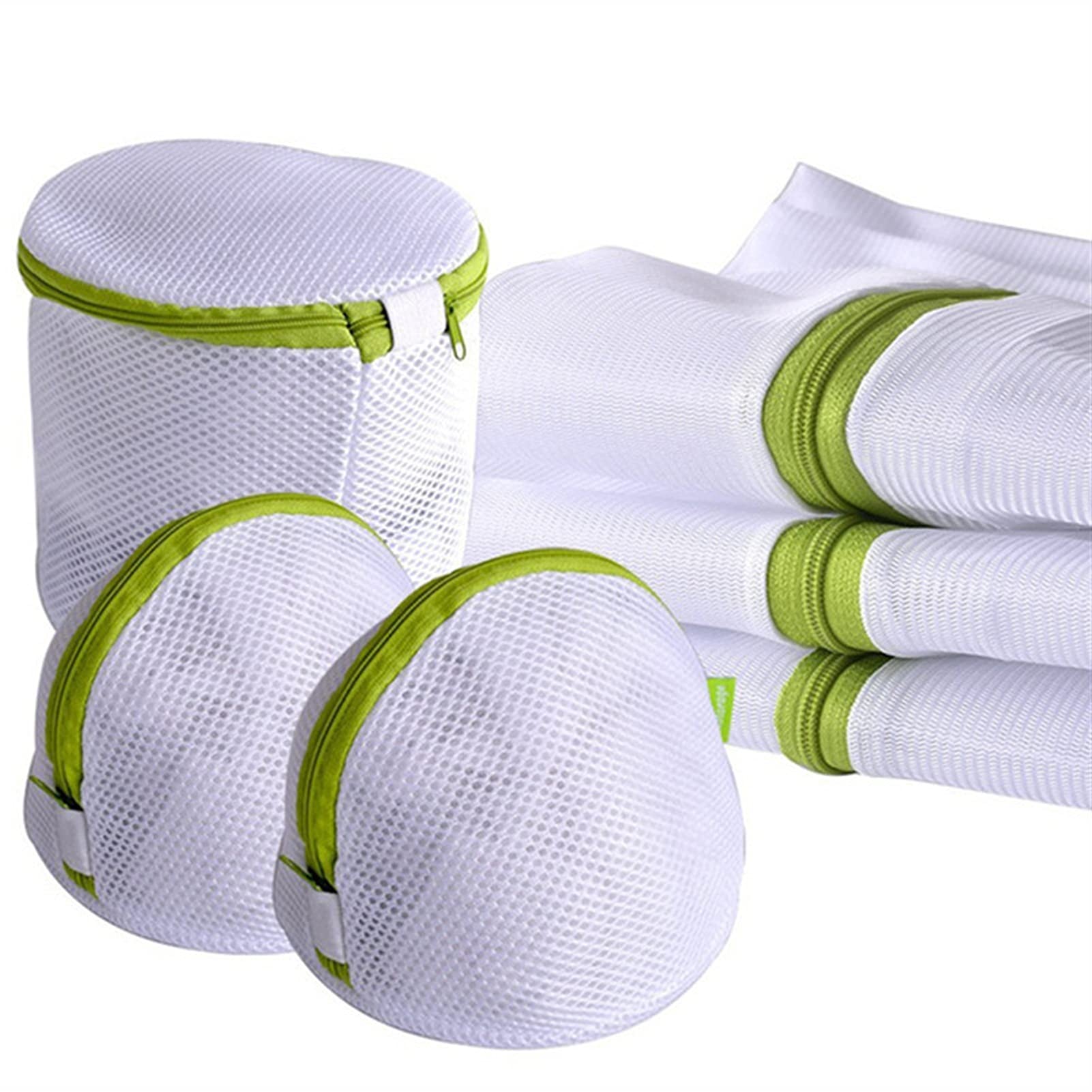 YXXJJ 6-Pack Zippered Mesh Laundry Wash Bags - Foldable Delicates & Lingerie Protector for Bras, Socks, Underwear - Machine Washable Clothes Protection Net (Pink, Small) - Perfect for Travel, Gym & Home Laundry Organization