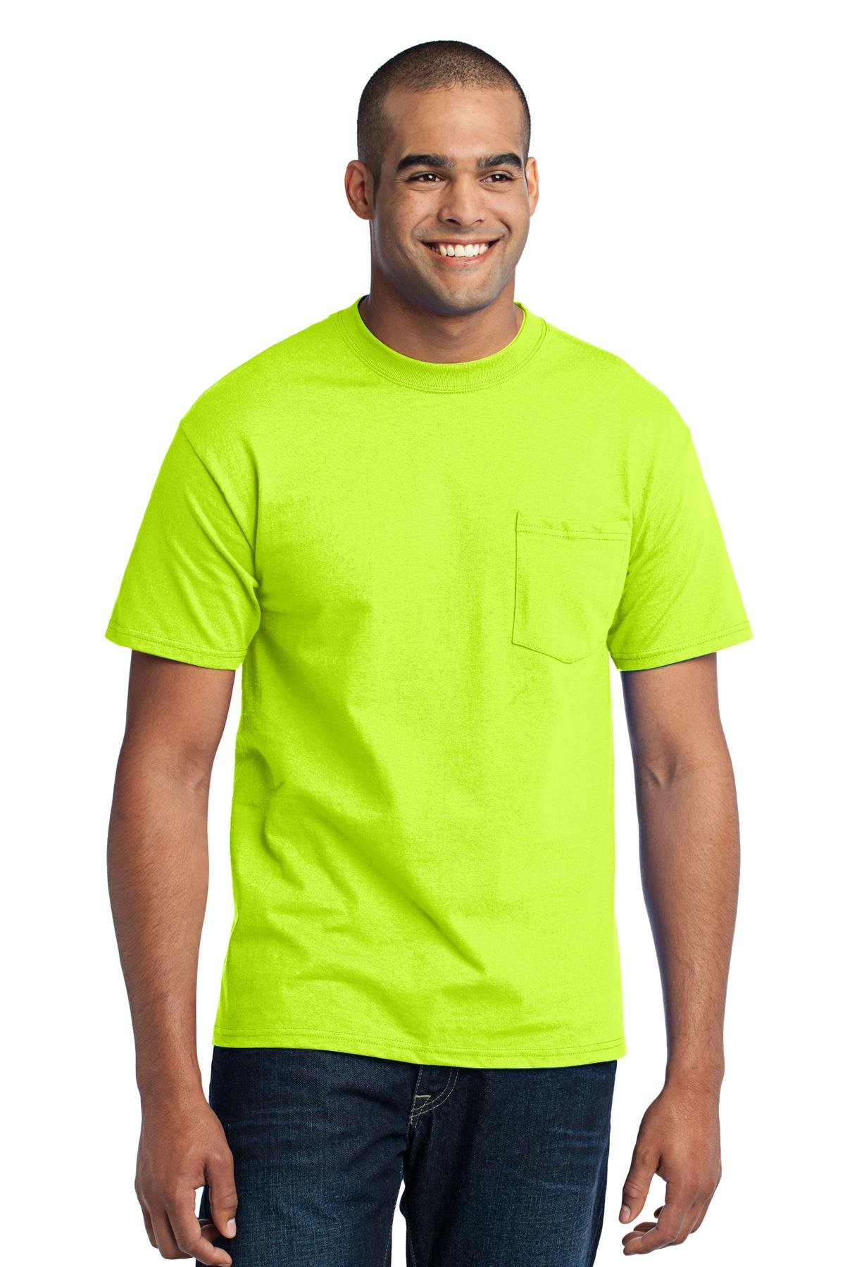Port & Company PC55P Core Blend Pocket T-Shirt - Soft Cotton Comfort Fit Crewneck Tee for Men - Casual Wear, Work Uniforms & Everyday Essentials