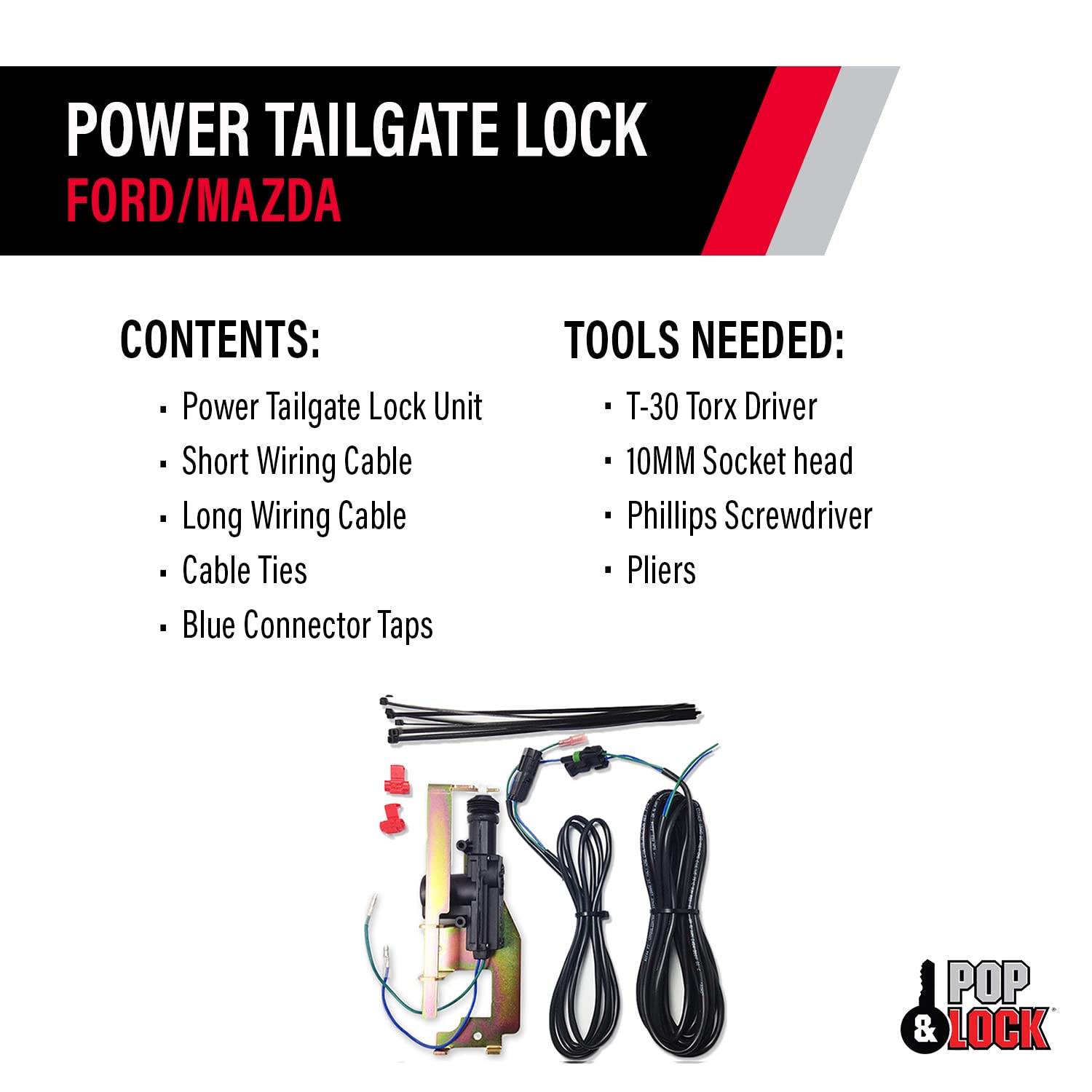 Pop & Lock PL8200 Power Tailgate Lock for Ford F150 (1997-2004) - Compatible With or Without OEM Manual Lock | Secure Truck Bed & Prevent Theft | Perfect for Camping, Work Sites & Outdoor Adventures