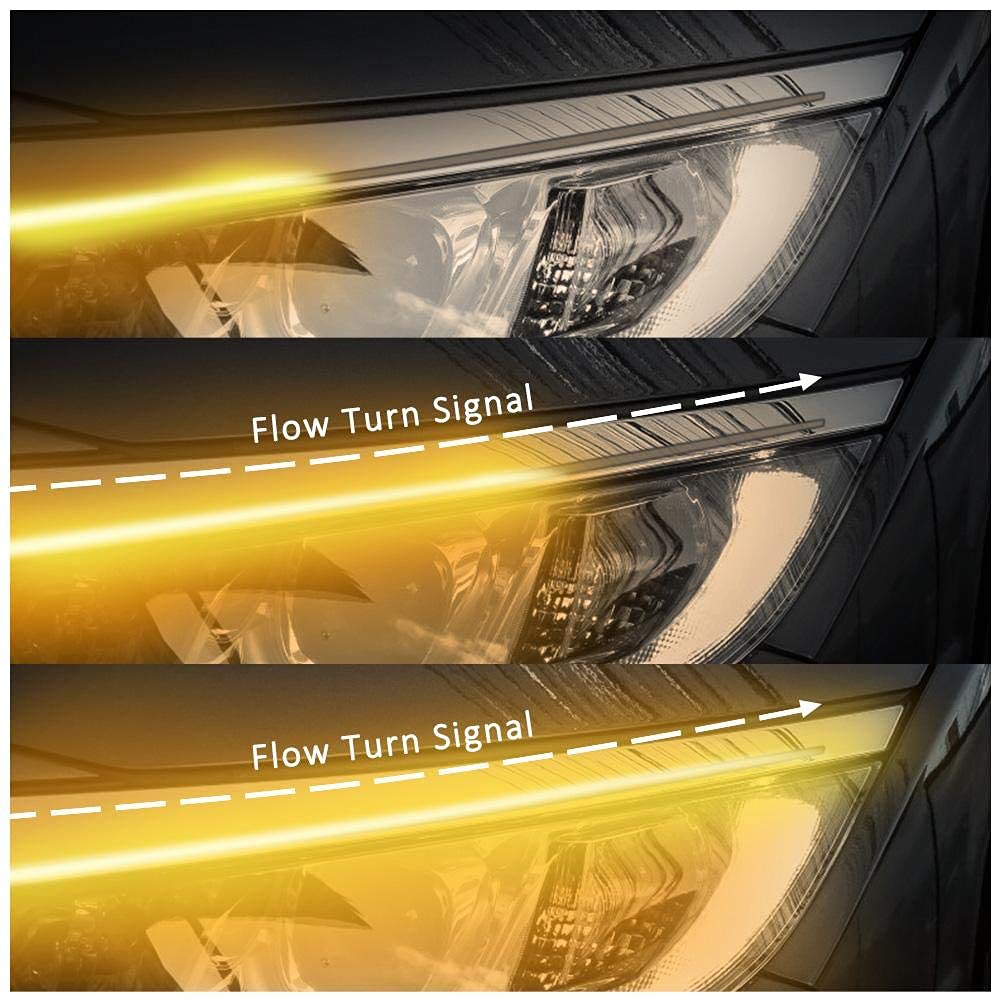 Diurnal LED Car Daytime Running Lights - 60cm Ultra Thin Soft Tube LED Strip with Turn Signal & Flowing Winker - Perfect for Daytime Driving, Safety Enhancement, and Custom Car Styling (Ideal for Sedans, SUVs, and Trucks)