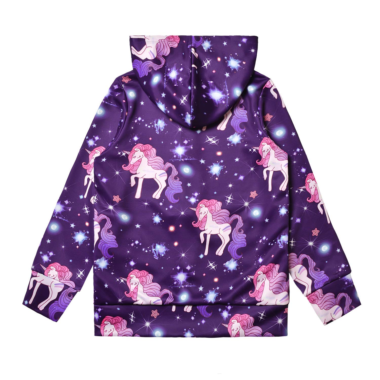 Unicorn Zip Up Hoodie for Girls with Pockets - Cute Pullover Sweatshirt for School, Playdates & Outdoor Activities